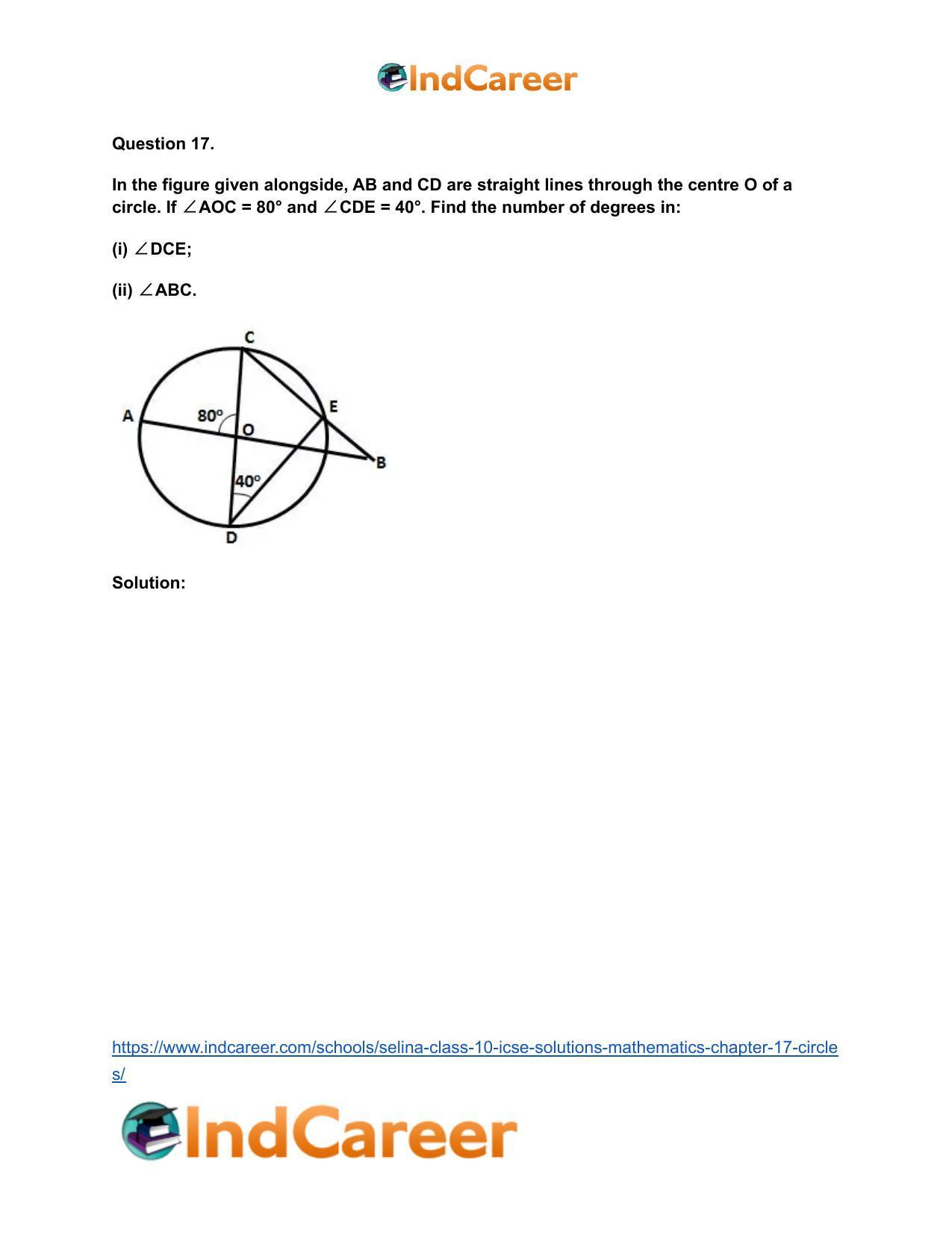 Selina Class 10 ICSE Solutions Mathematics : Chapter 17- Circles - Page 24