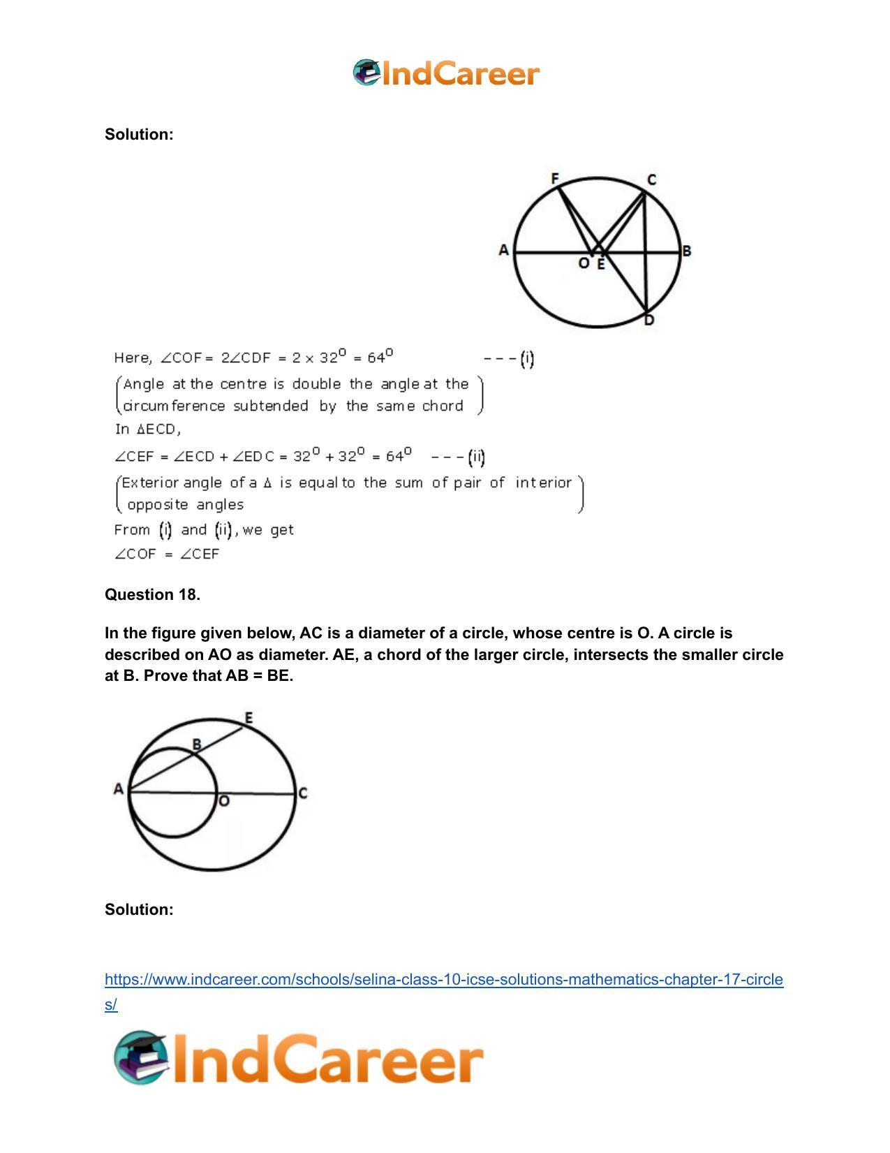 Selina Class 10 ICSE Solutions Mathematics : Chapter 17- Circles - Page 26