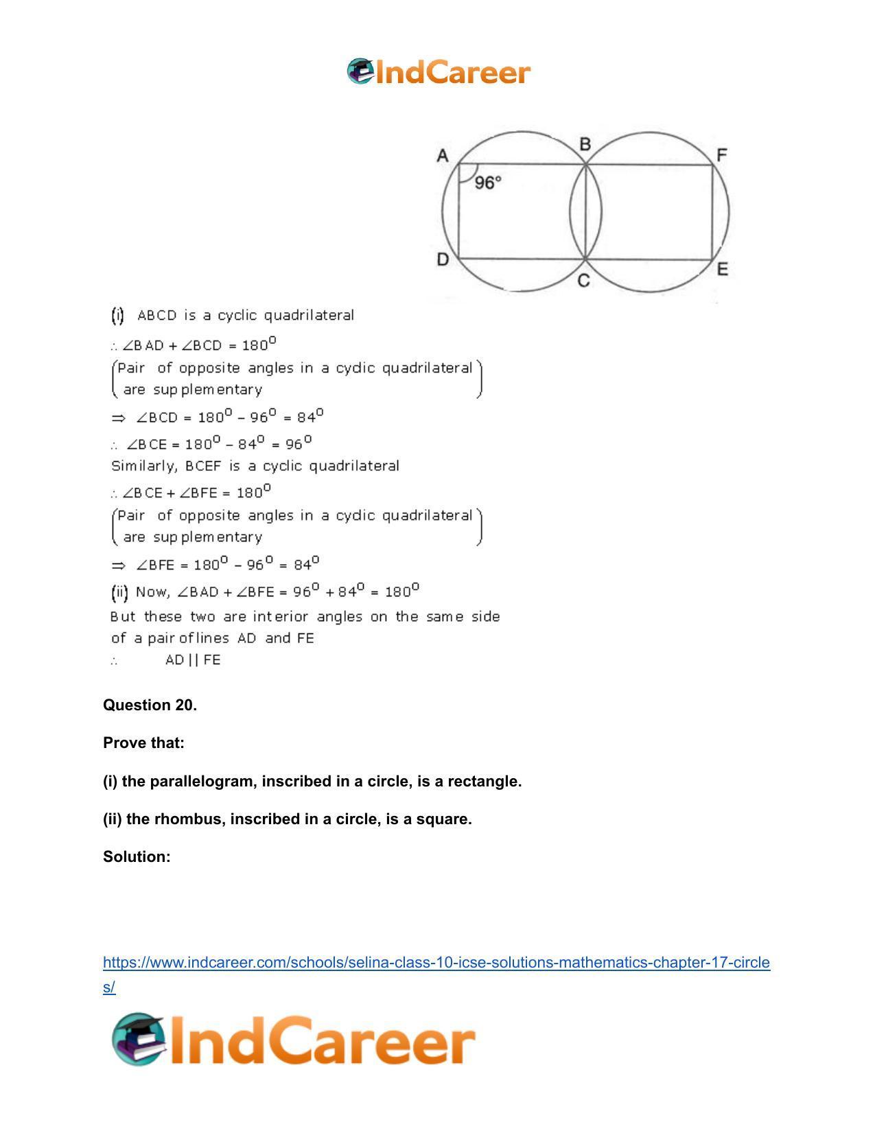 Selina Class 10 ICSE Solutions Mathematics : Chapter 17- Circles - Page 28