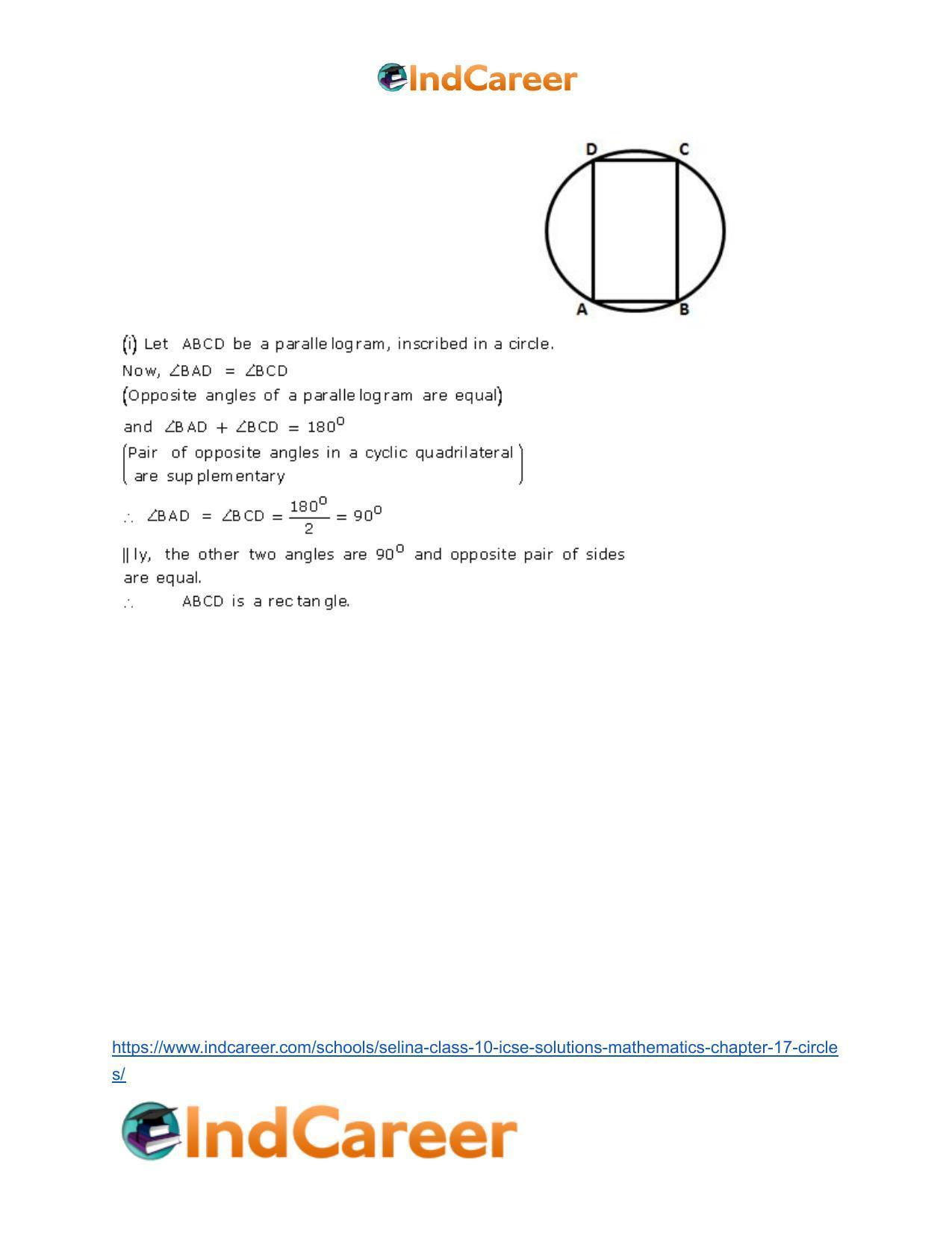 Selina Class 10 ICSE Solutions Mathematics : Chapter 17- Circles - Page 29