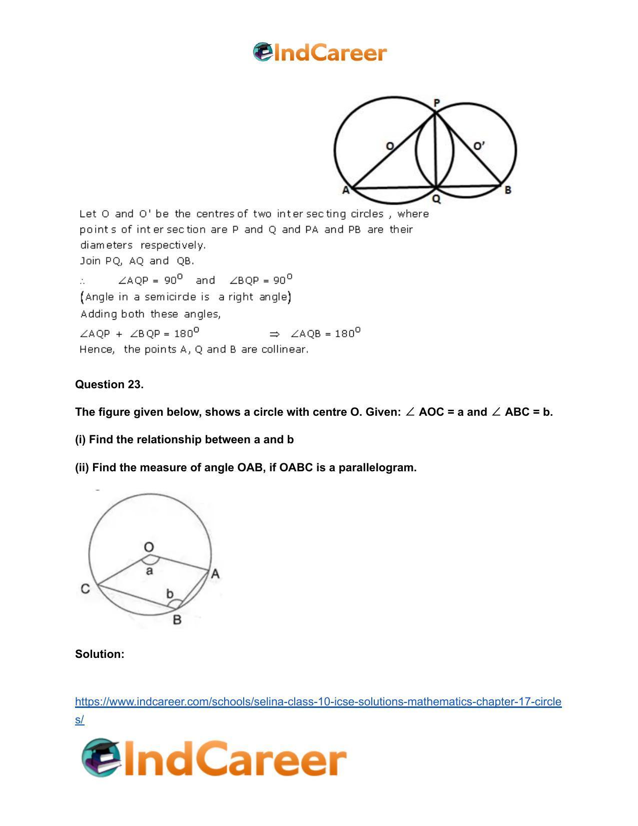 Selina Class 10 ICSE Solutions Mathematics : Chapter 17- Circles - Page 32