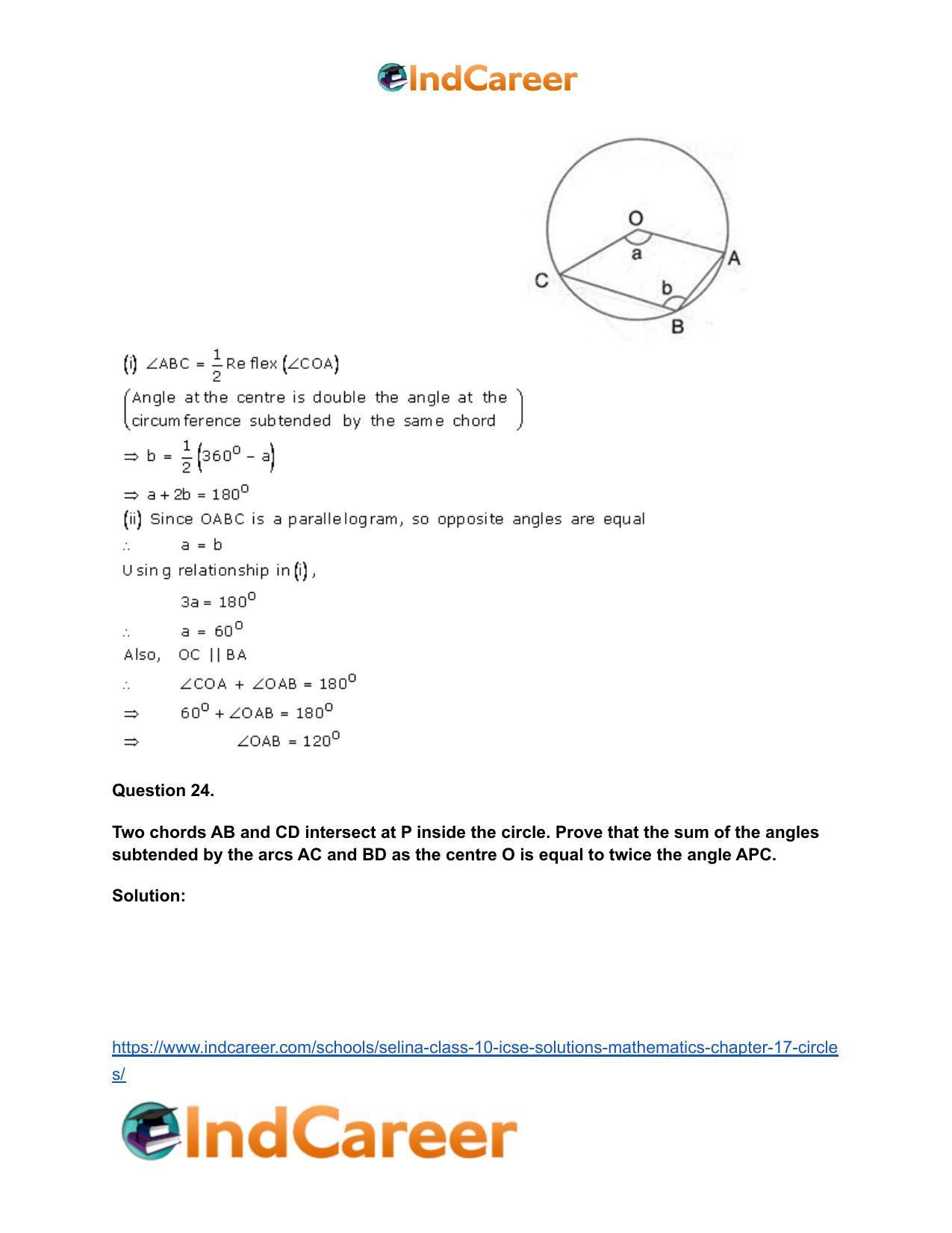Selina Class 10 ICSE Solutions Mathematics : Chapter 17- Circles - Page 33