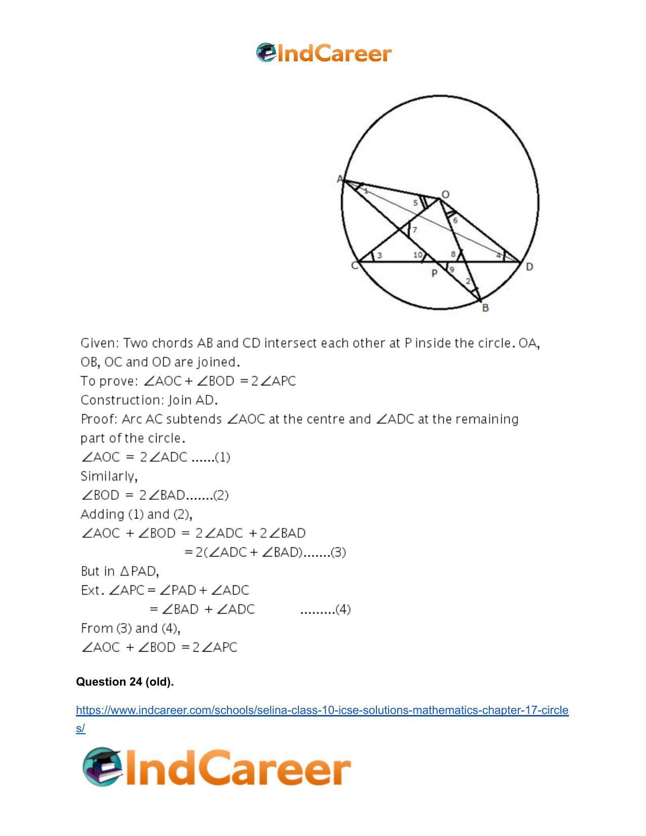 Selina Class 10 ICSE Solutions Mathematics : Chapter 17- Circles - Page 34
