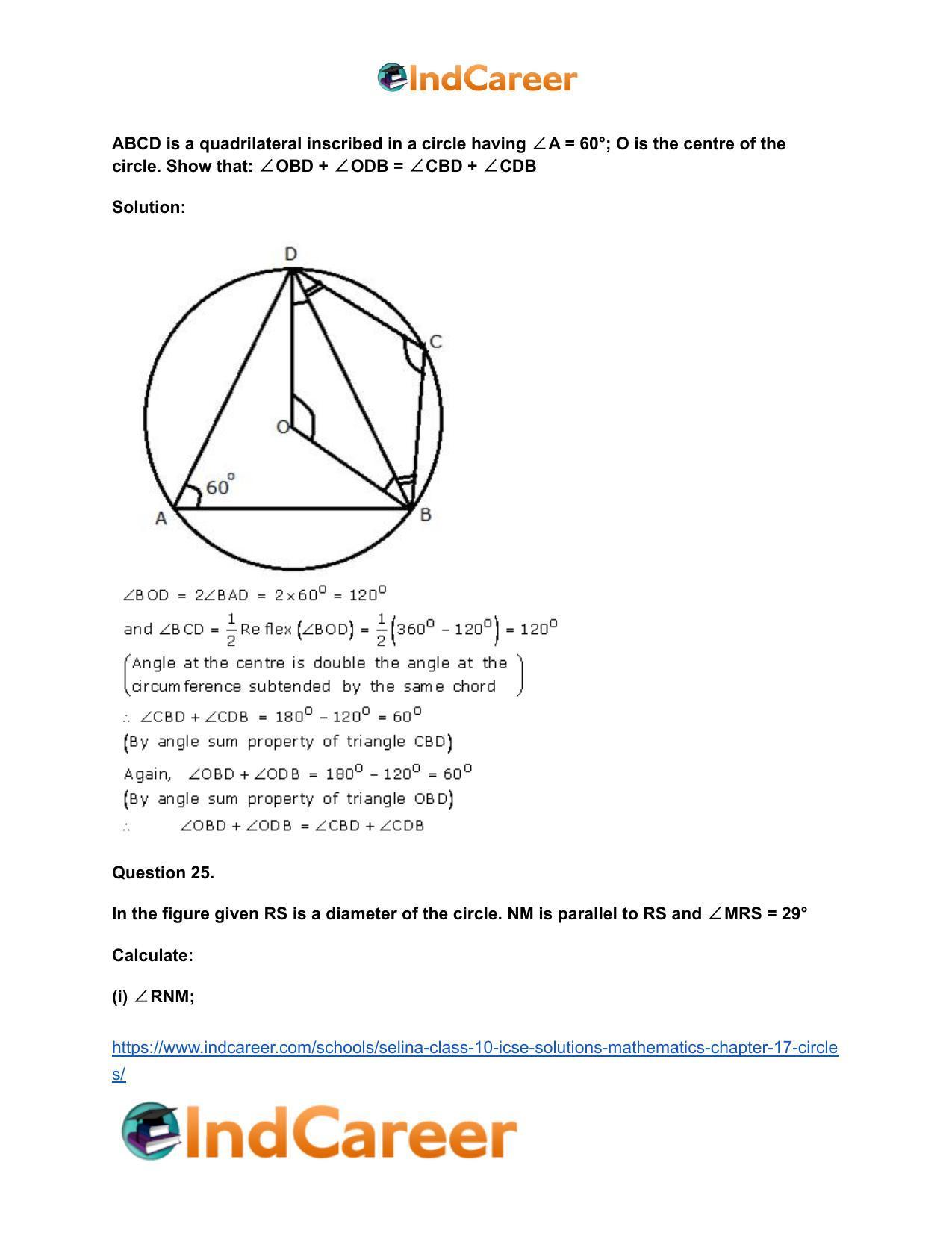 Selina Class 10 ICSE Solutions Mathematics : Chapter 17- Circles - Page 35