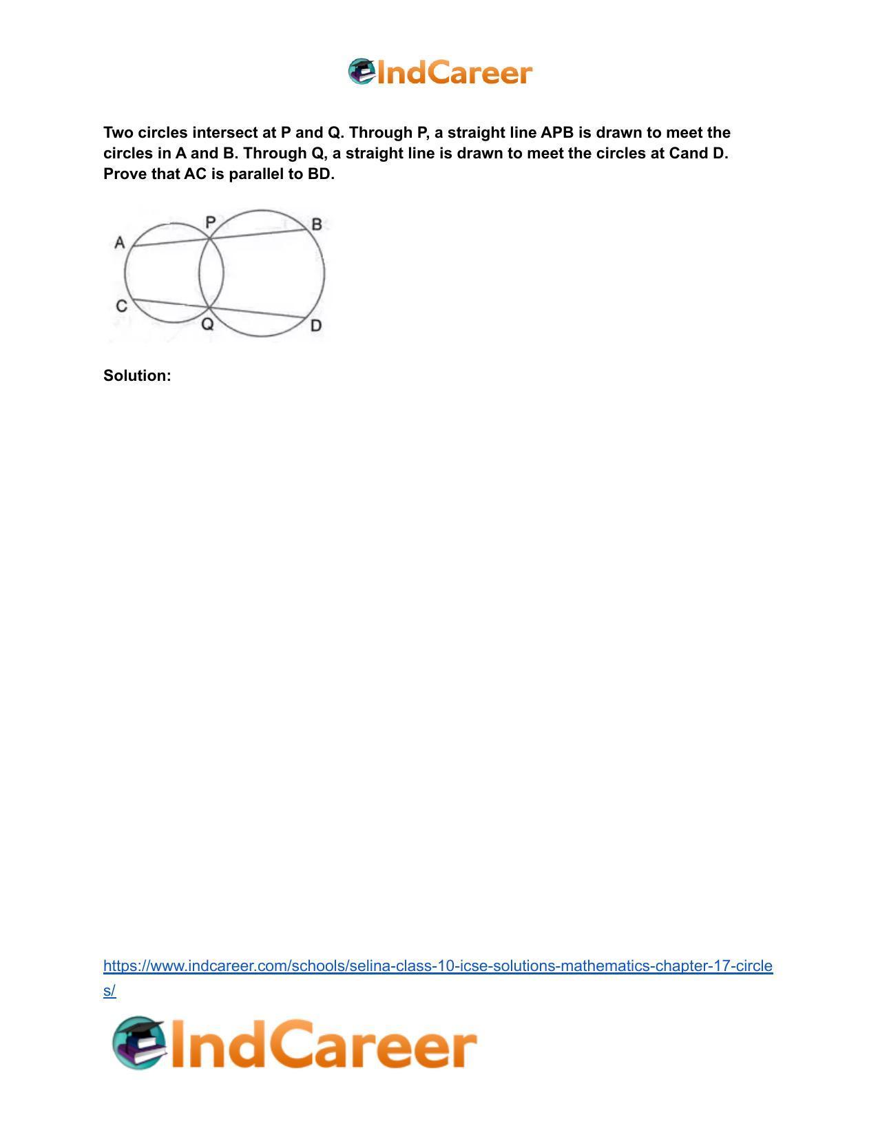 Selina Class 10 ICSE Solutions Mathematics : Chapter 17- Circles - Page 39