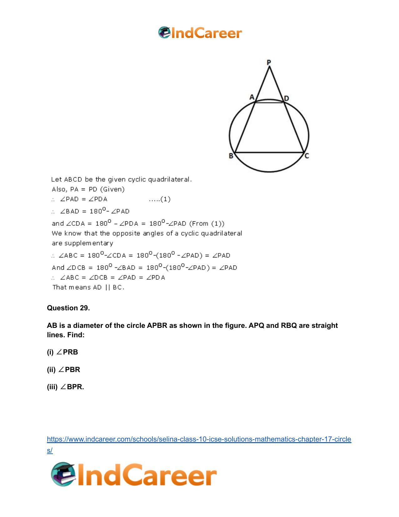 Selina Class 10 ICSE Solutions Mathematics : Chapter 17- Circles - Page 41
