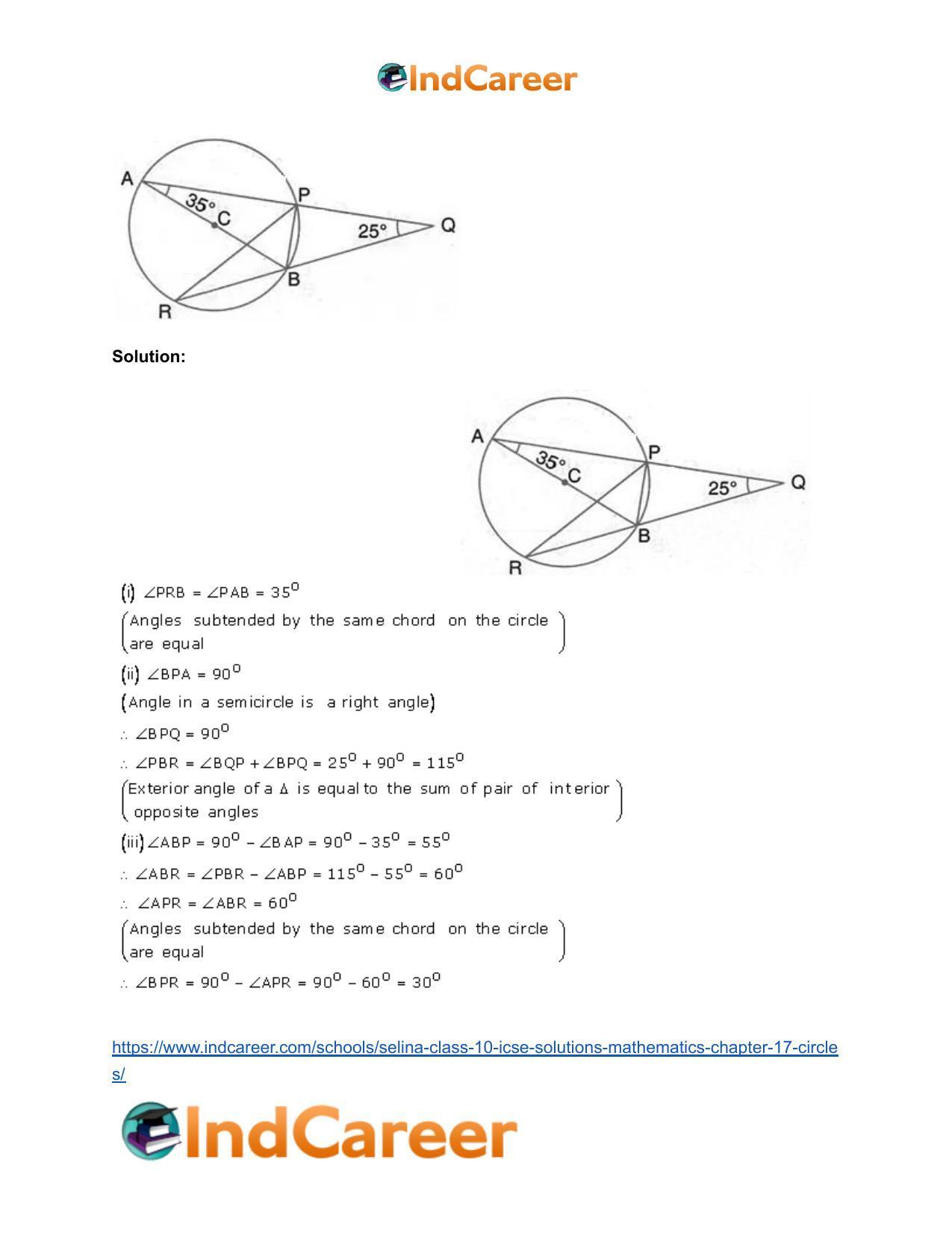 Selina Class 10 ICSE Solutions Mathematics : Chapter 17- Circles - Page 42