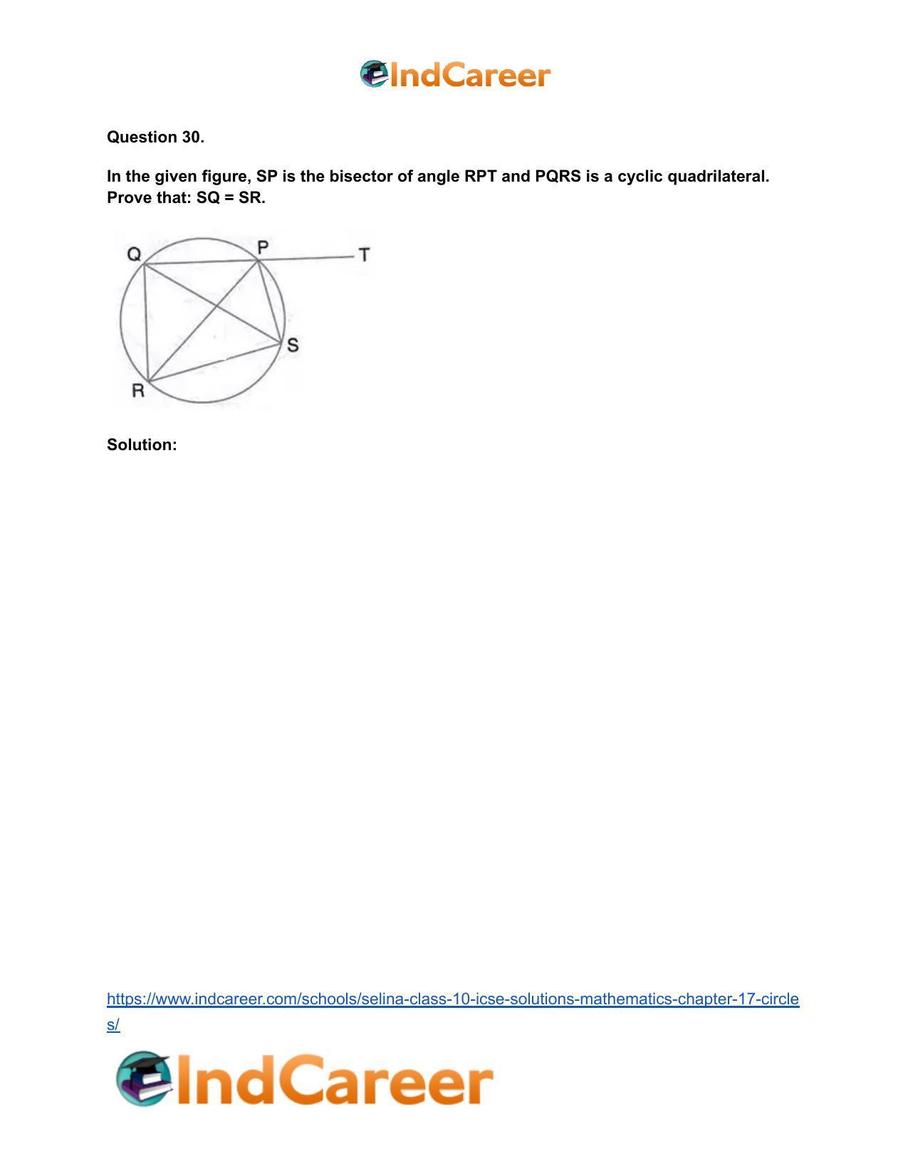 Selina Class 10 ICSE Solutions Mathematics : Chapter 17- Circles - Page 43