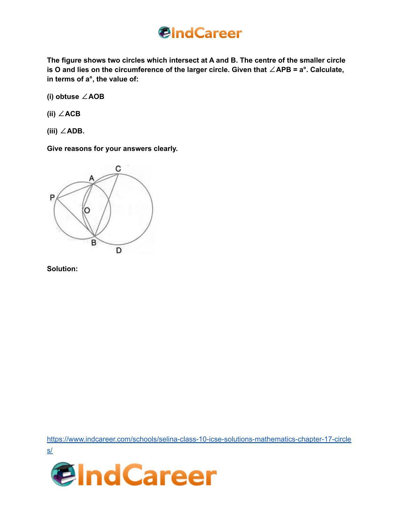 Selina Class 10 ICSE Solutions Mathematics : Chapter 17- Circles - Page 47