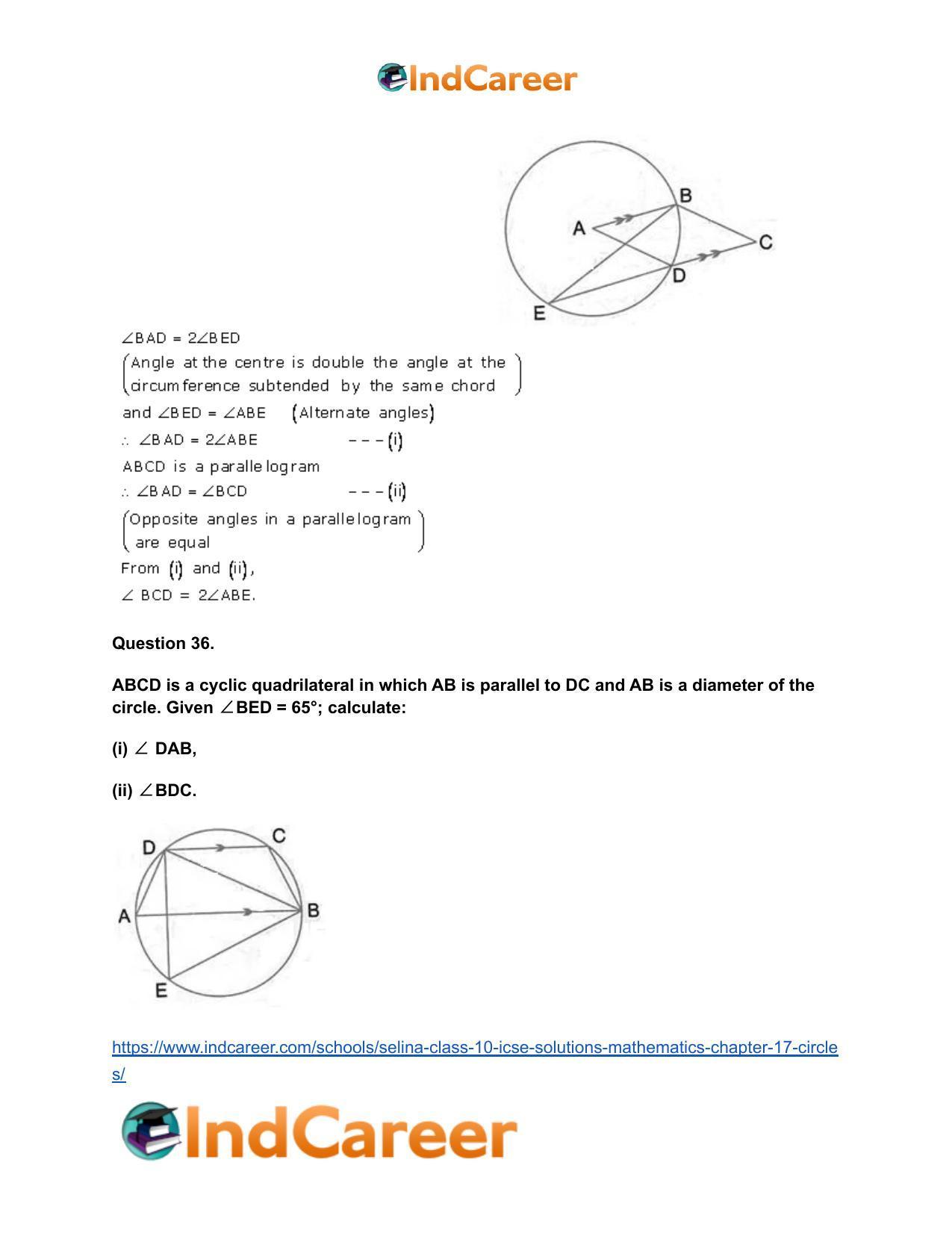 Selina Class 10 ICSE Solutions Mathematics : Chapter 17- Circles - Page 50