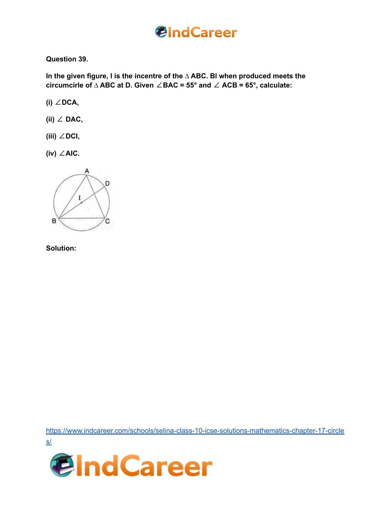 Selina Class 10 ICSE Solutions Mathematics : Chapter 17- Circles - Page 55