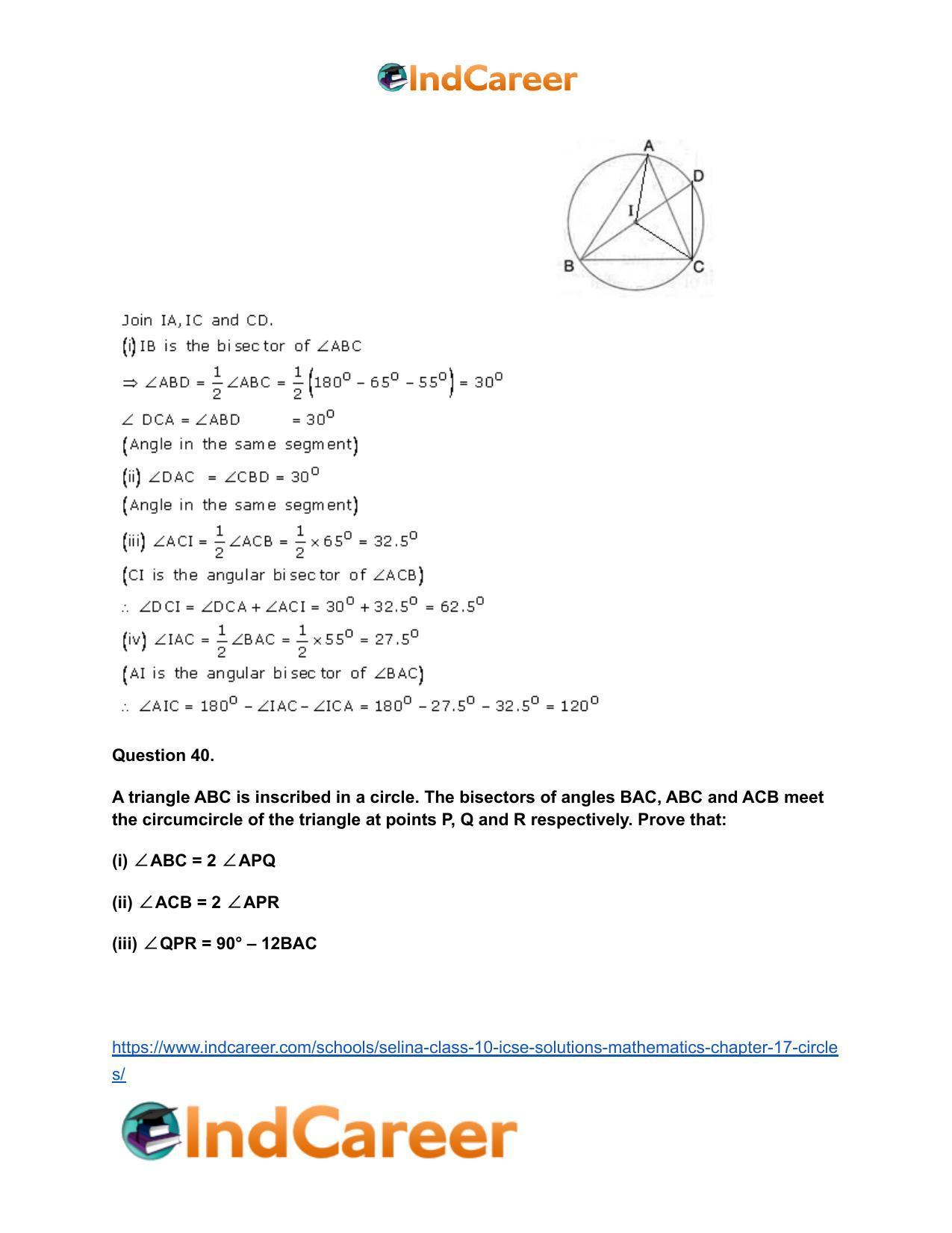 Selina Class 10 ICSE Solutions Mathematics : Chapter 17- Circles - Page 56