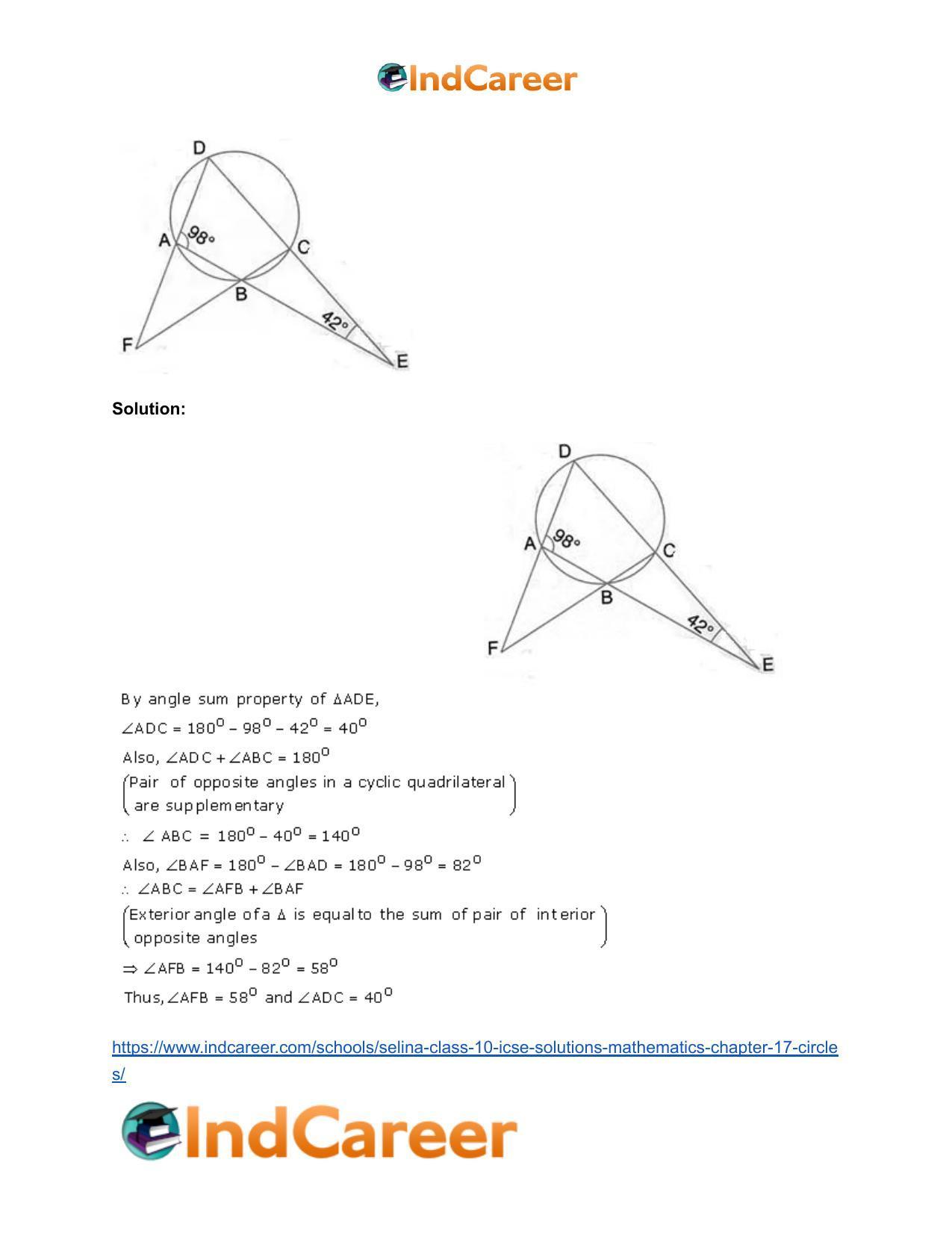 Selina Class 10 ICSE Solutions Mathematics : Chapter 17- Circles - Page 59