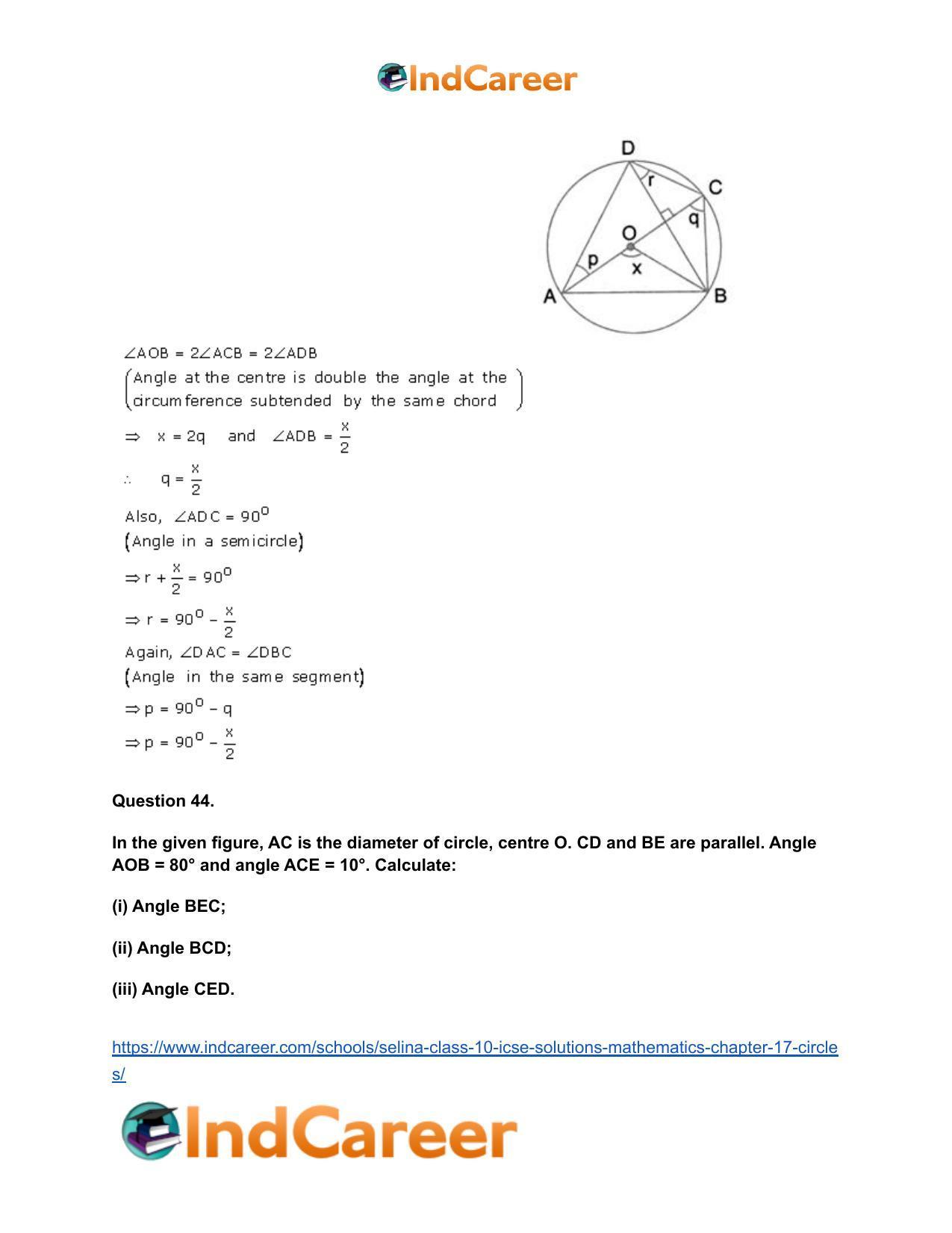 Selina Class 10 ICSE Solutions Mathematics : Chapter 17- Circles - Page 64