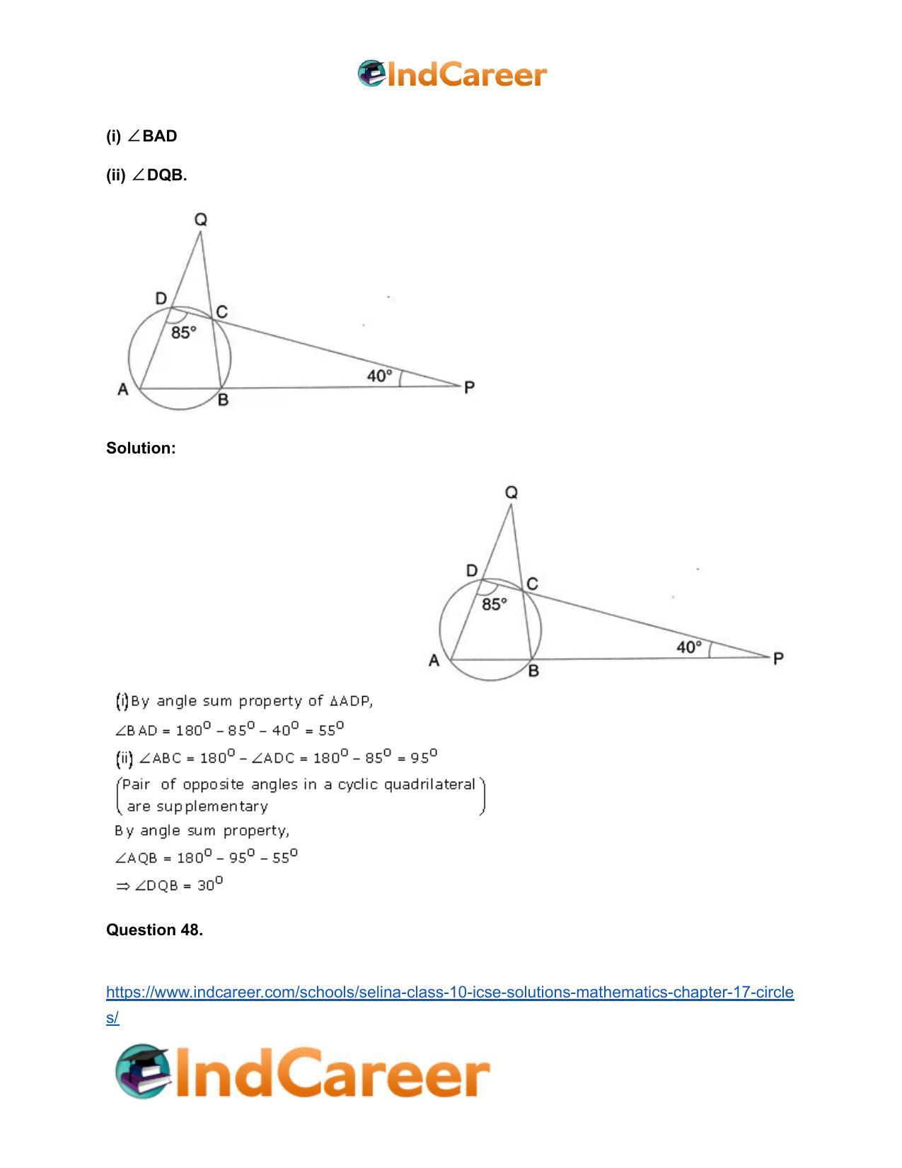 Selina Class 10 ICSE Solutions Mathematics : Chapter 17- Circles - Page 69