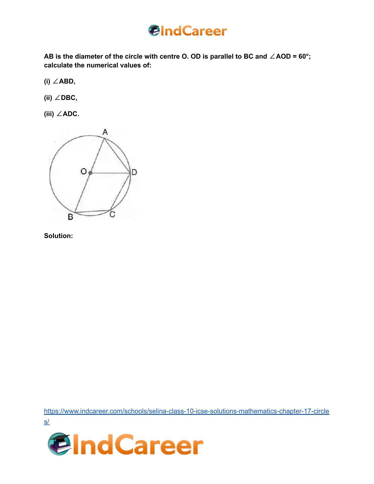 Selina Class 10 ICSE Solutions Mathematics : Chapter 17- Circles - Page 75