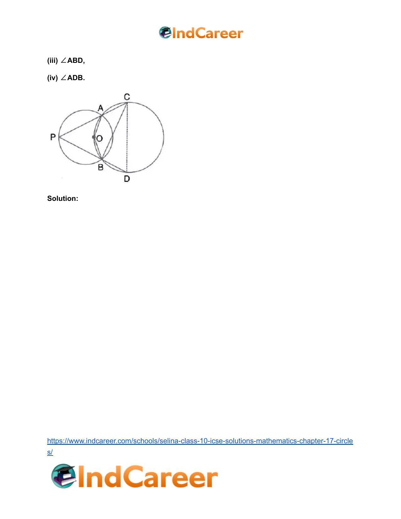 Selina Class 10 ICSE Solutions Mathematics : Chapter 17- Circles - Page 77