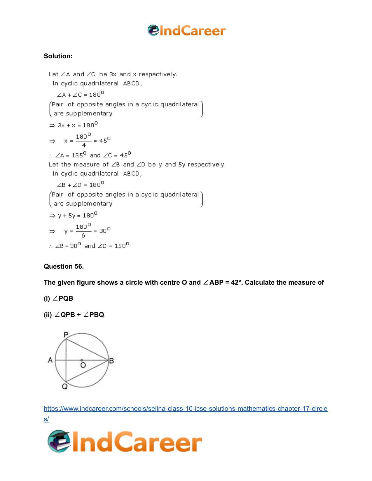 Selina Class 10 ICSE Solutions Mathematics : Chapter 17- Circles - Page 80