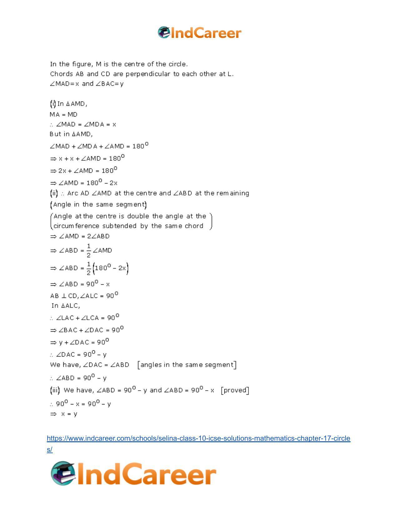 Selina Class 10 ICSE Solutions Mathematics : Chapter 17- Circles - Page 83