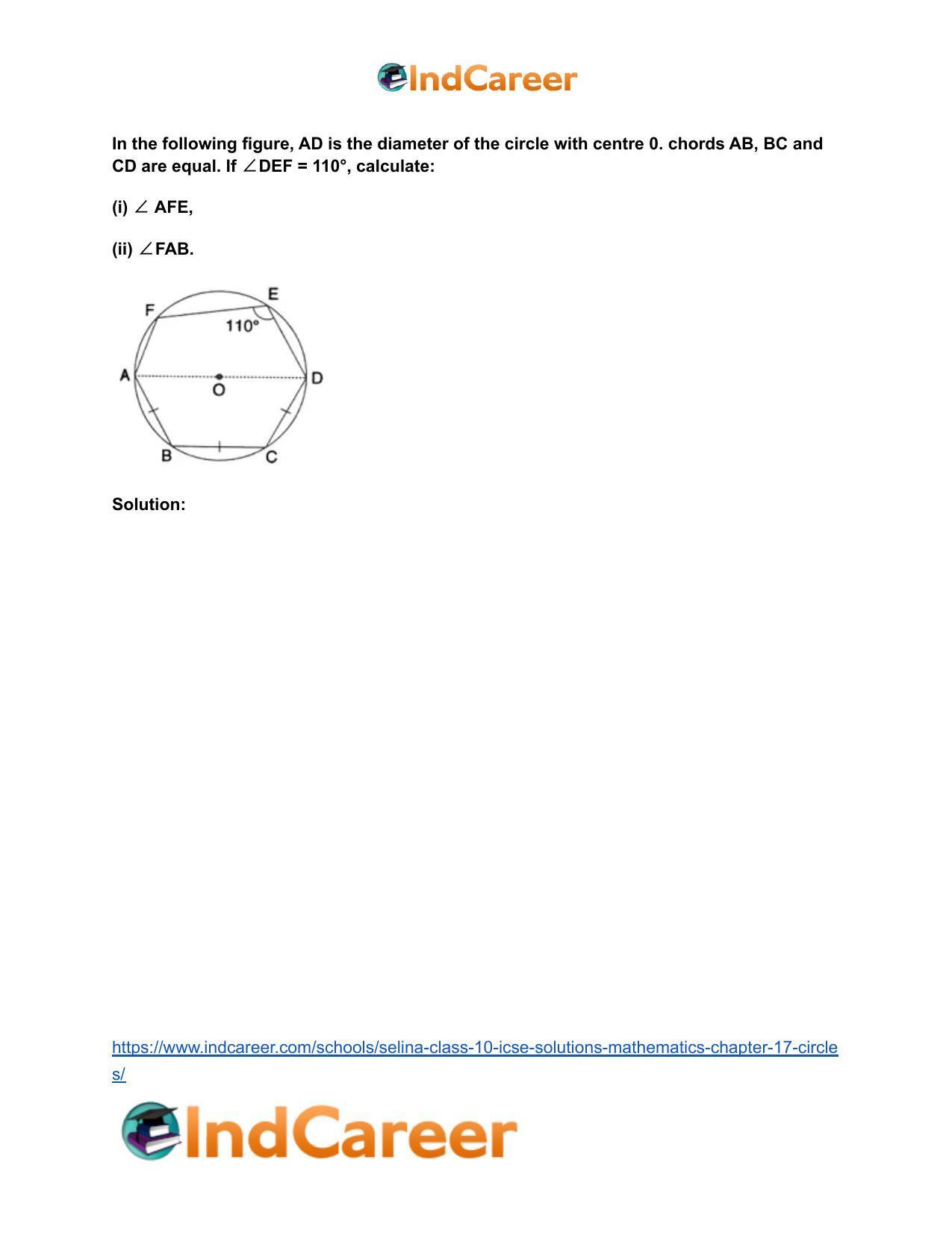 Selina Class 10 ICSE Solutions Mathematics : Chapter 17- Circles - Page 86