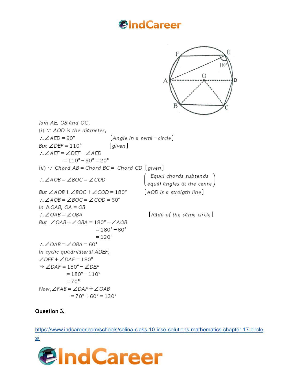 Selina Class 10 ICSE Solutions Mathematics : Chapter 17- Circles - Page 87