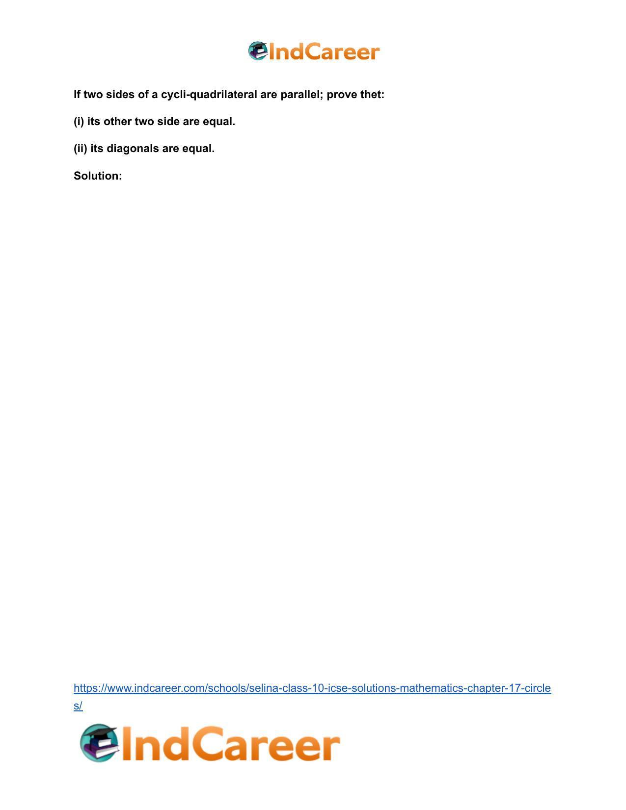 Selina Class 10 ICSE Solutions Mathematics : Chapter 17- Circles - Page 88