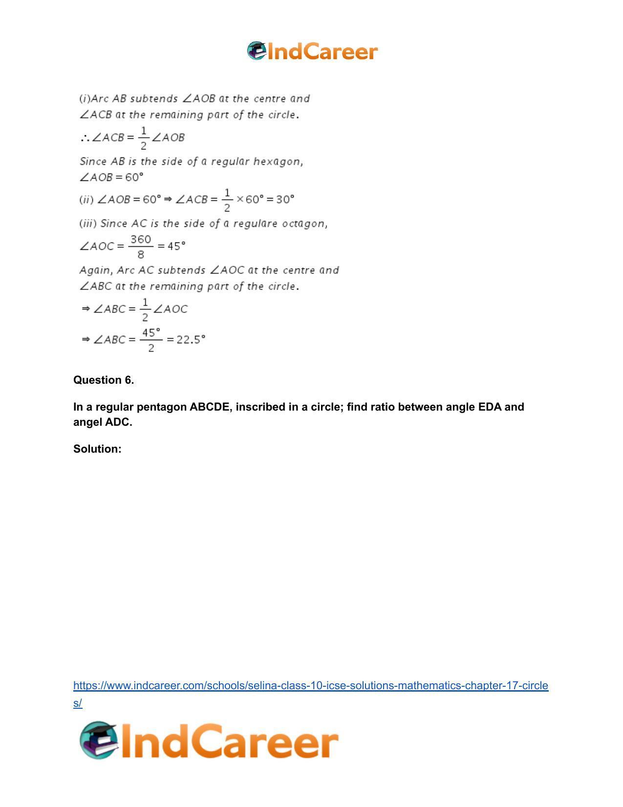 Selina Class 10 ICSE Solutions Mathematics : Chapter 17- Circles - Page 93