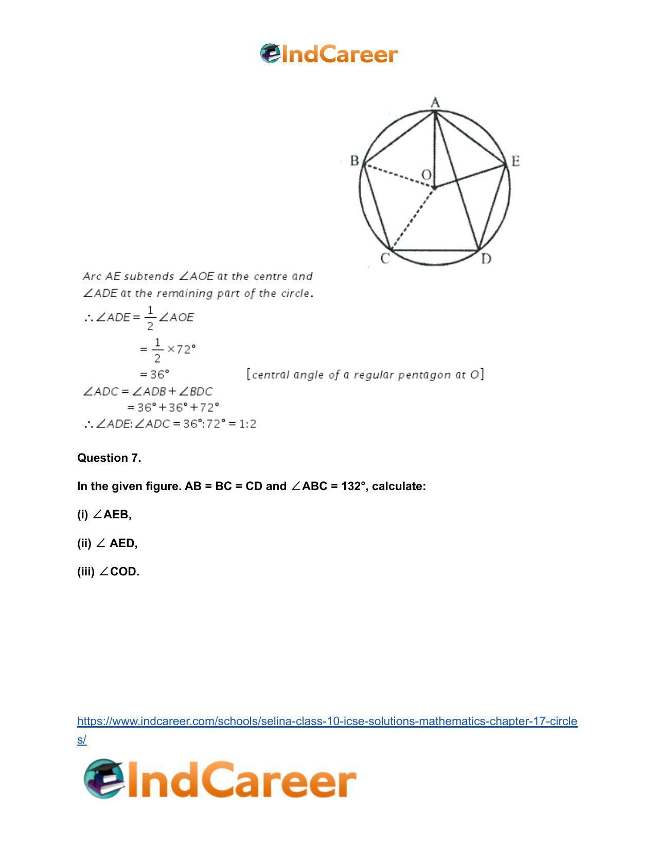 Selina Class 10 ICSE Solutions Mathematics : Chapter 17- Circles - Page 94