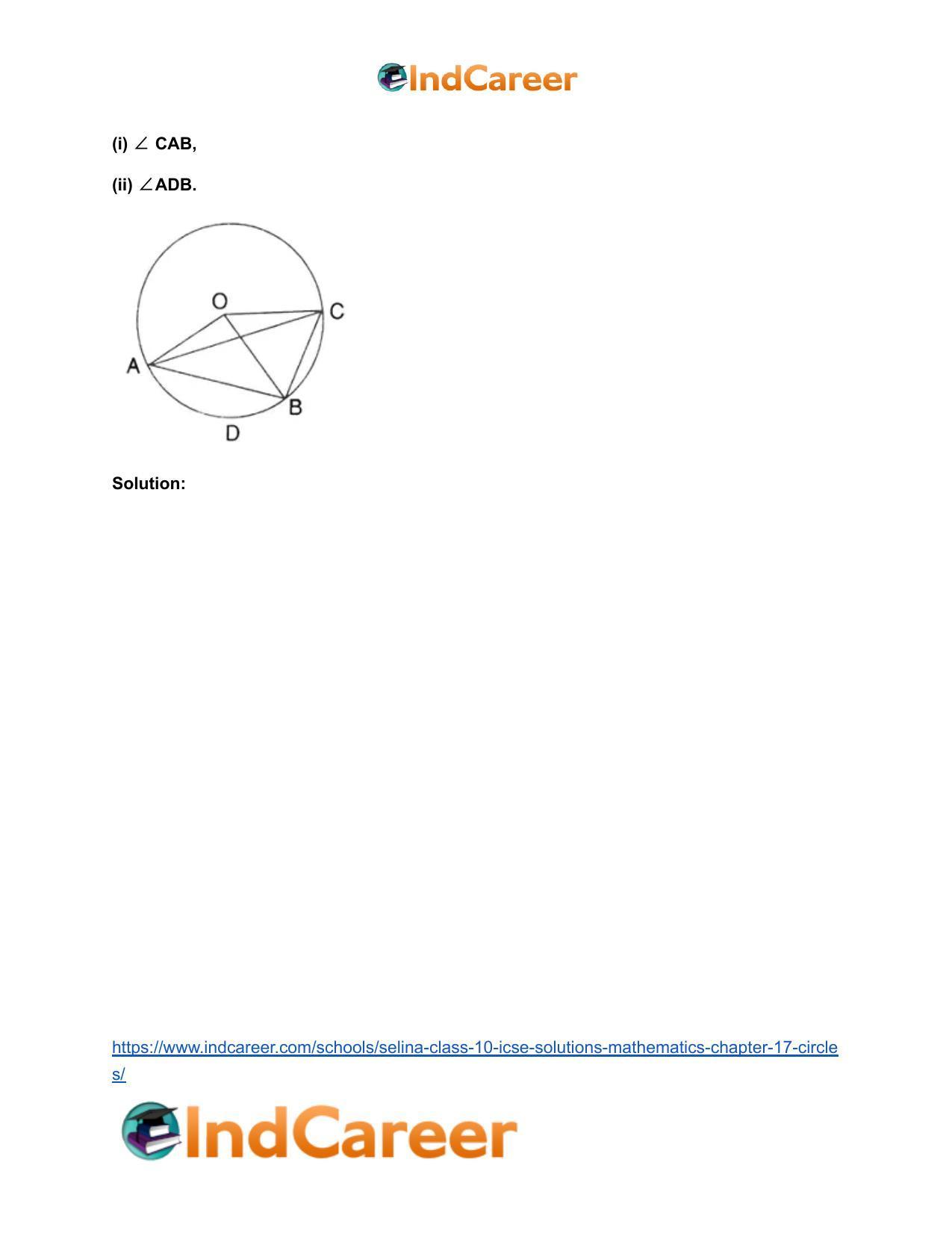 Selina Class 10 ICSE Solutions Mathematics : Chapter 17- Circles - Page 97