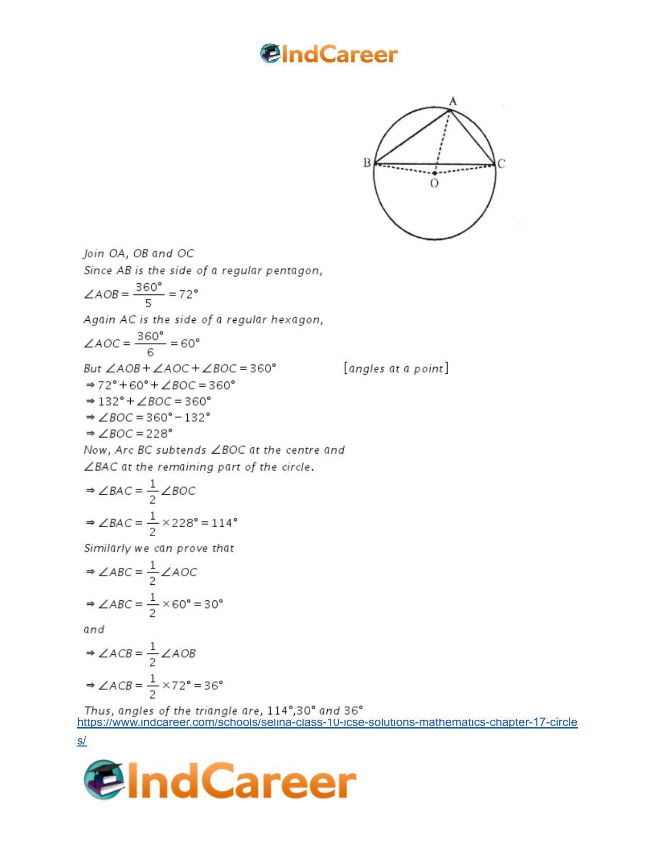 Selina Class 10 ICSE Solutions Mathematics : Chapter 17- Circles - Page 100