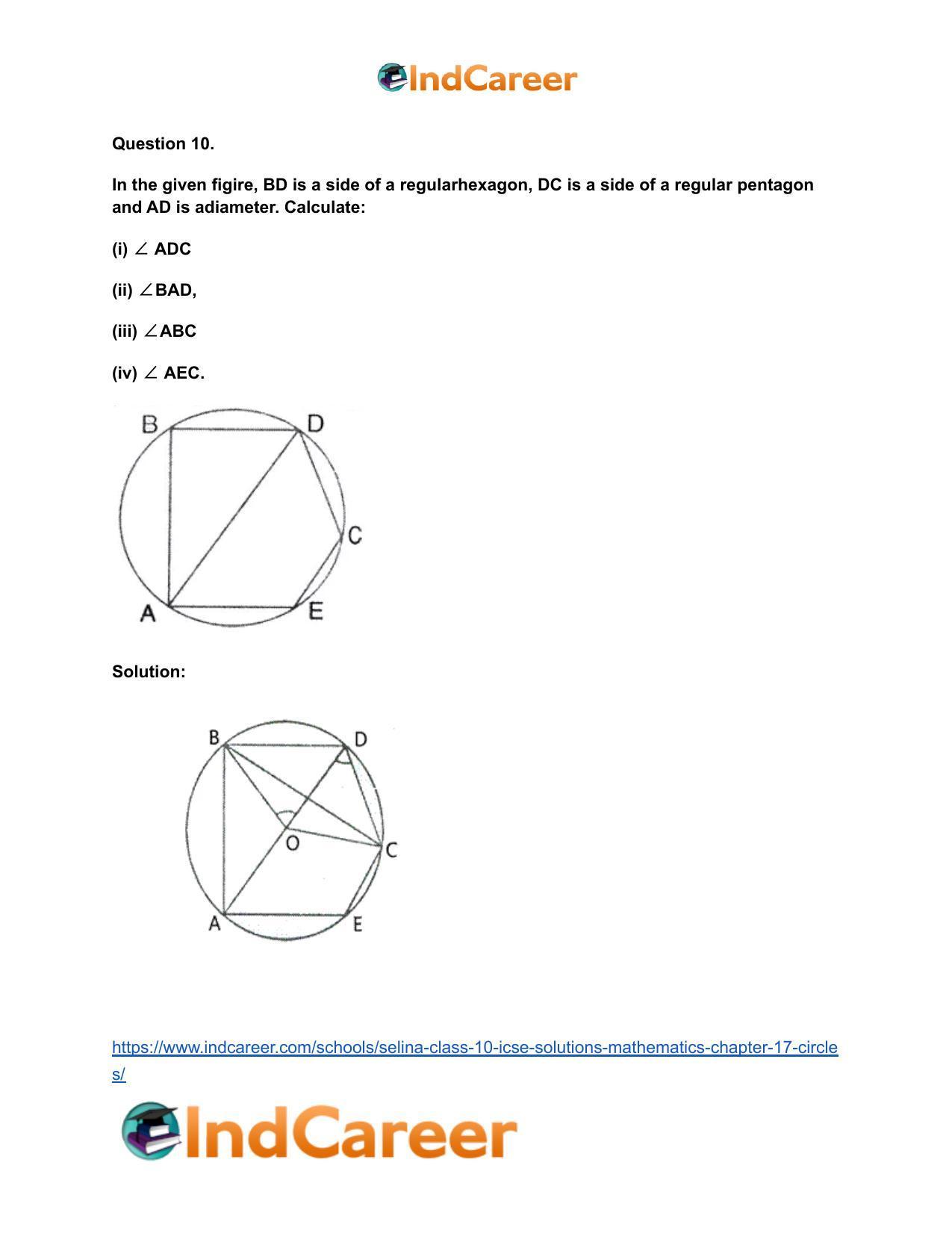 Selina Class 10 ICSE Solutions Mathematics : Chapter 17- Circles - Page 101