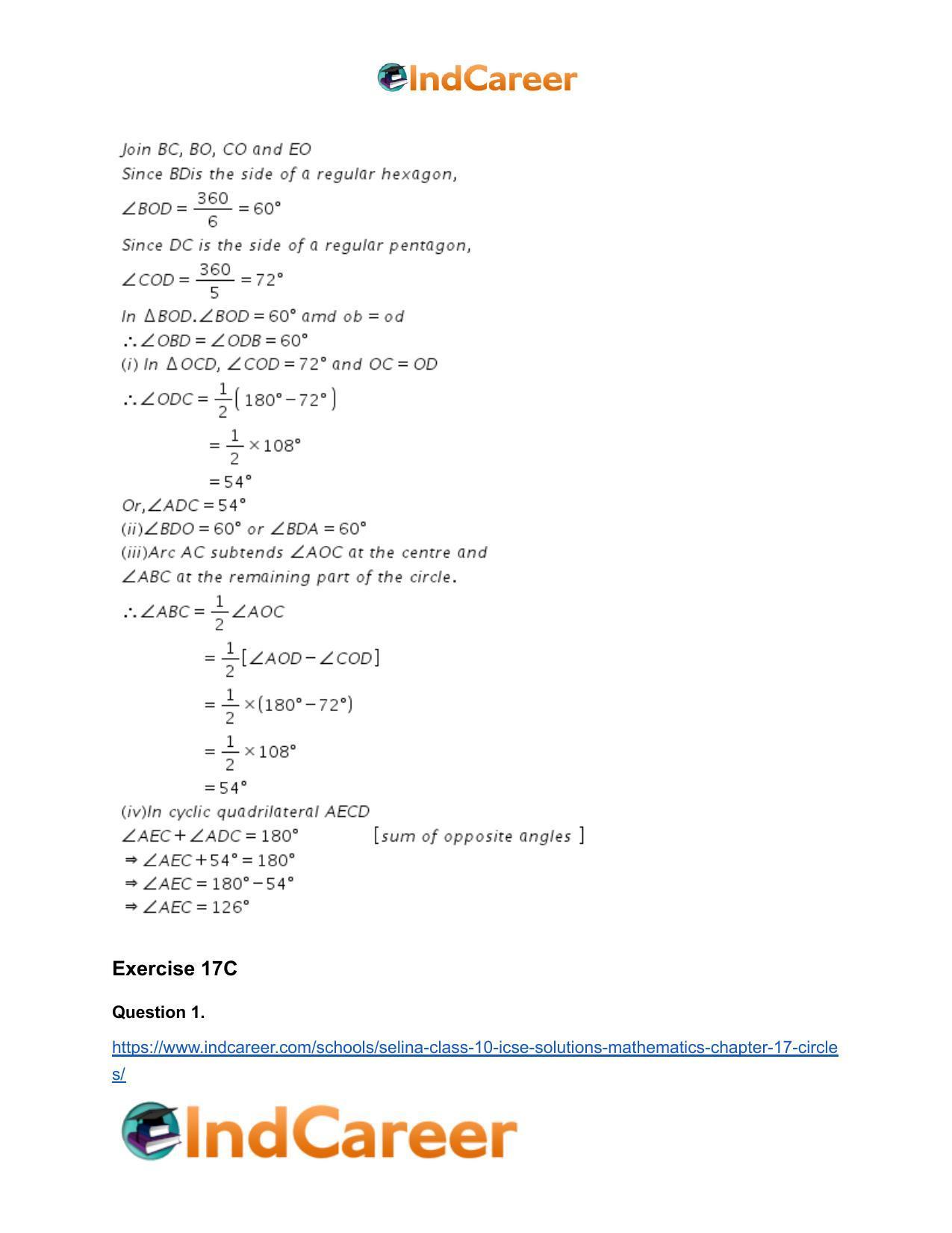 Selina Class 10 ICSE Solutions Mathematics : Chapter 17- Circles - Page 102