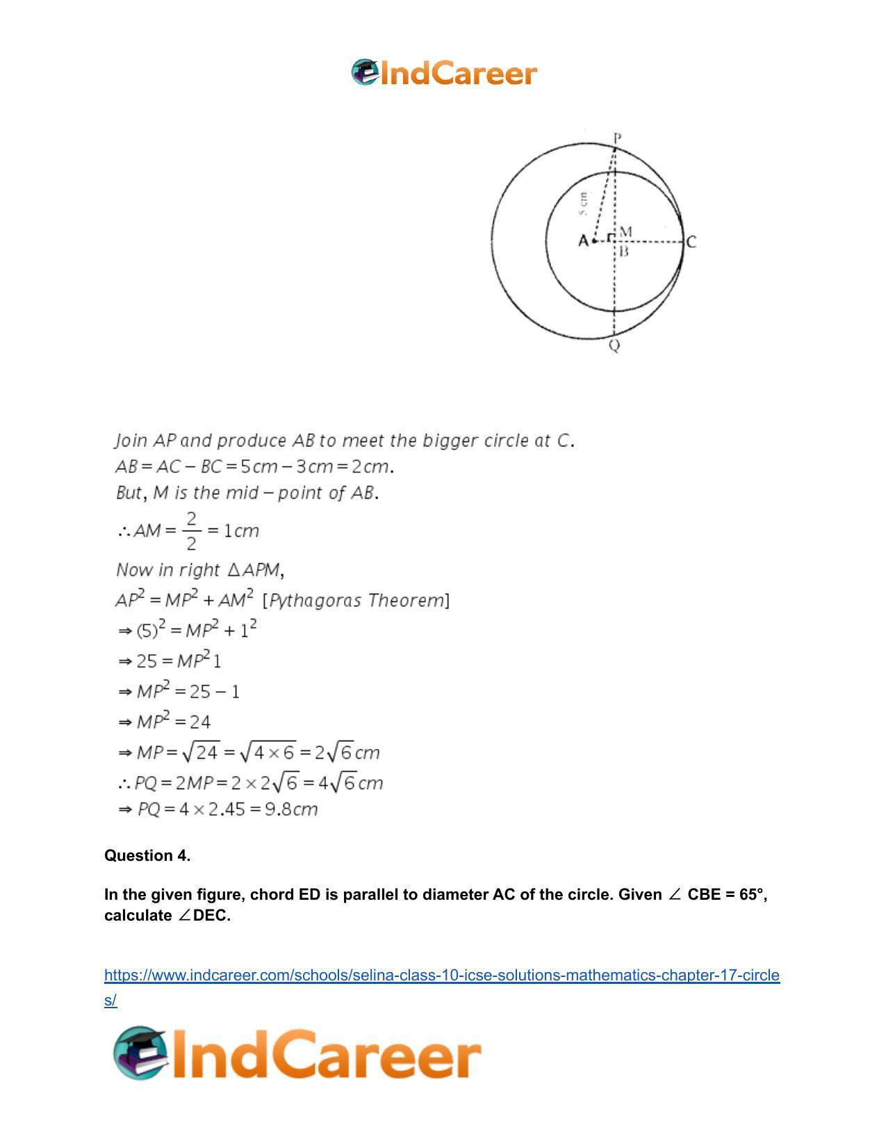 Selina Class 10 ICSE Solutions Mathematics : Chapter 17- Circles - Page 110