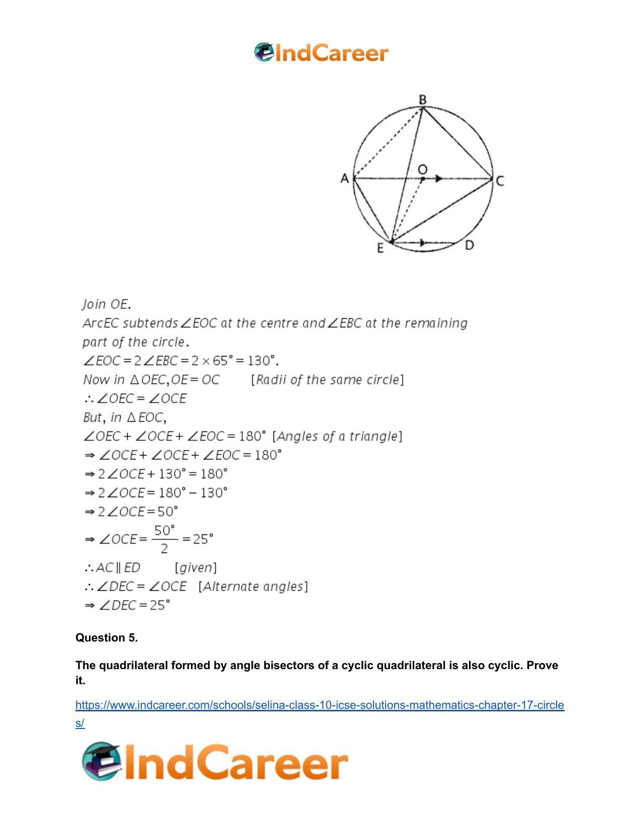 Selina Class 10 ICSE Solutions Mathematics : Chapter 17- Circles - Page 112