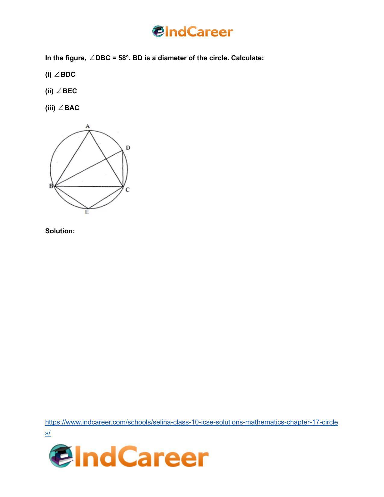 Selina Class 10 ICSE Solutions Mathematics : Chapter 17- Circles - Page 114