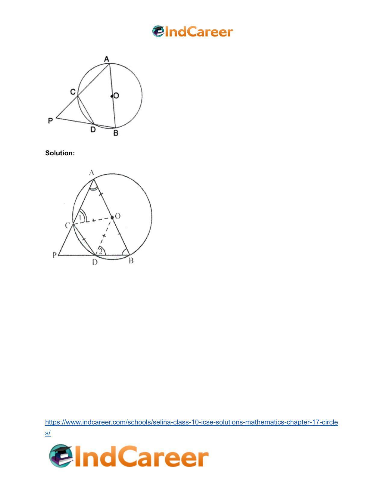 Selina Class 10 ICSE Solutions Mathematics : Chapter 17- Circles - Page 129