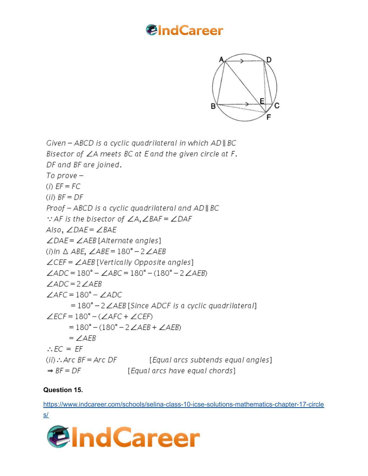 Selina Class 10 ICSE Solutions Mathematics : Chapter 17- Circles - Page 132