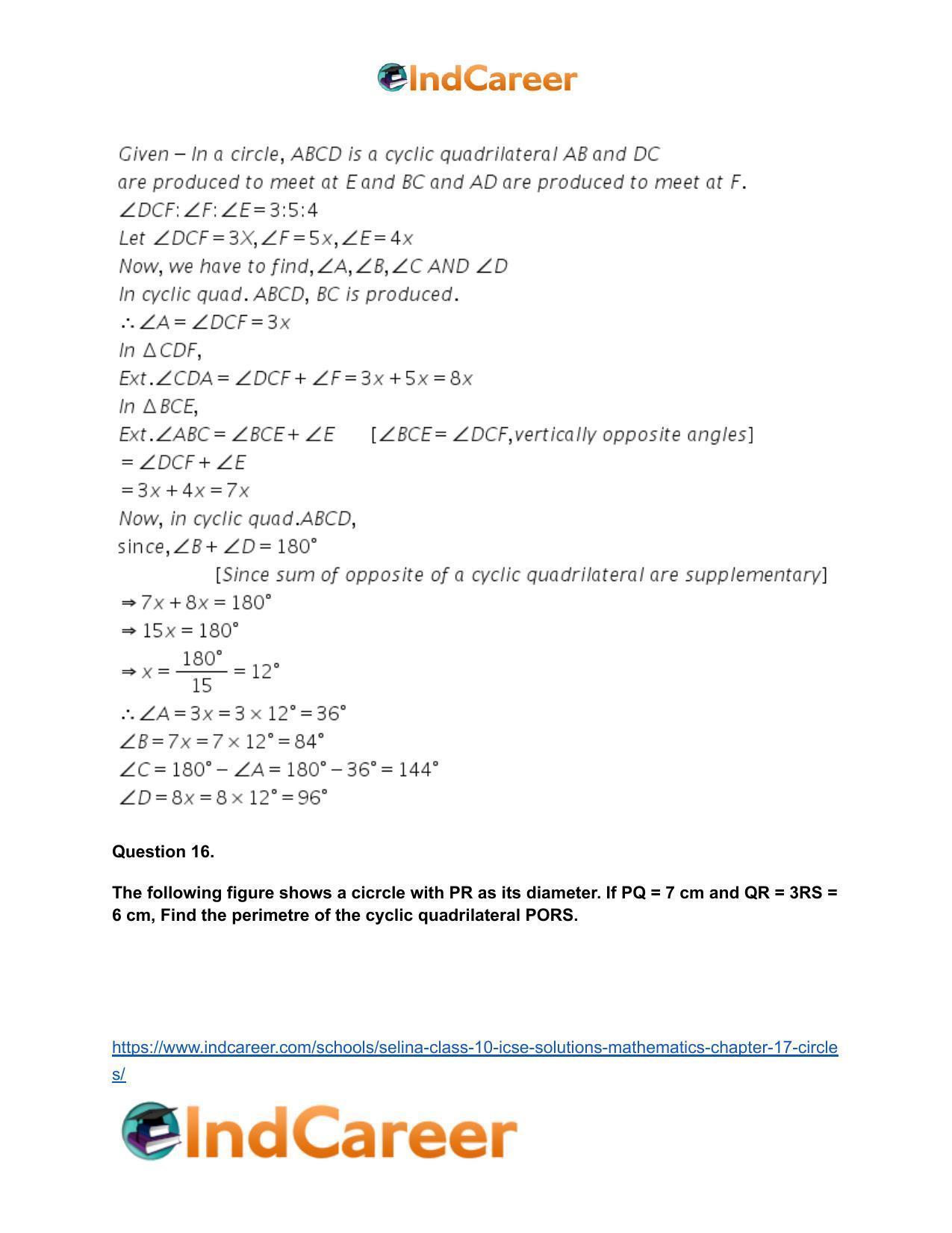 Selina Class 10 ICSE Solutions Mathematics : Chapter 17- Circles - Page 134