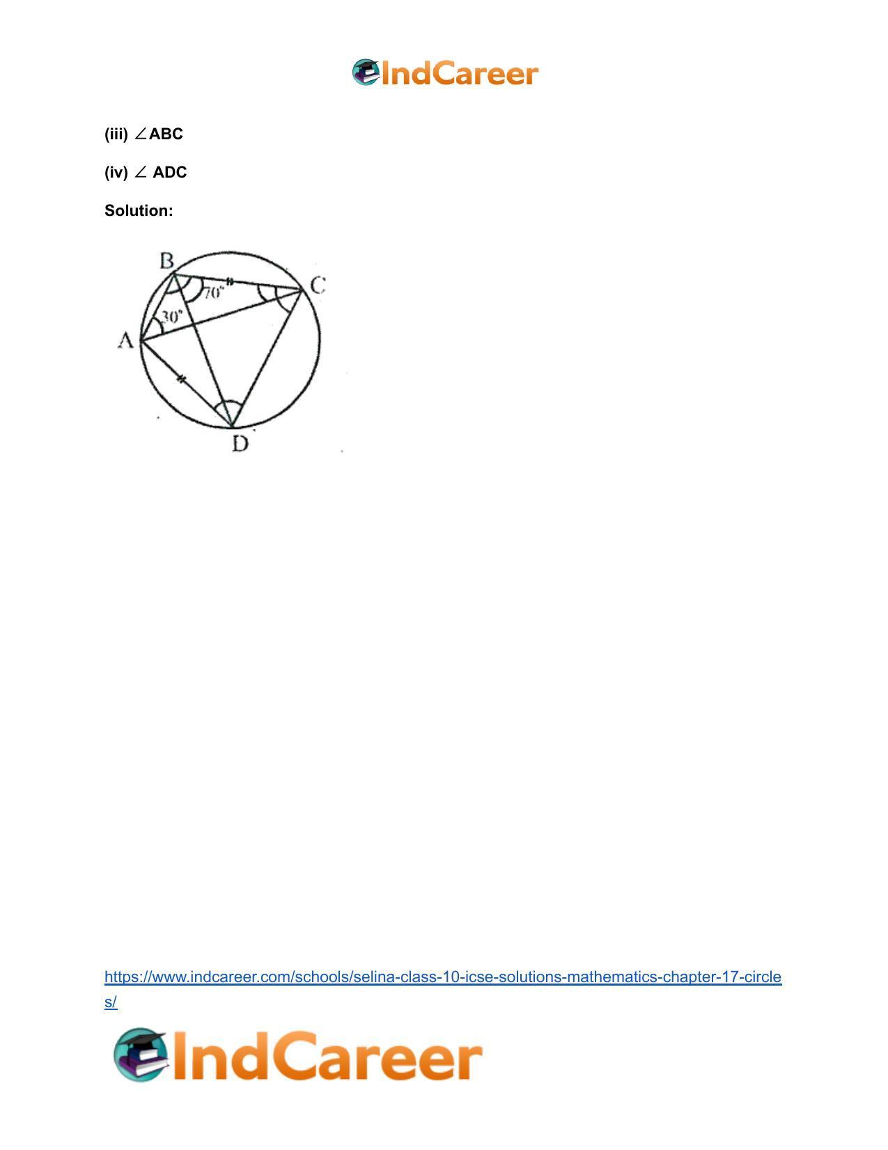 Selina Class 10 ICSE Solutions Mathematics : Chapter 17- Circles - Page 138