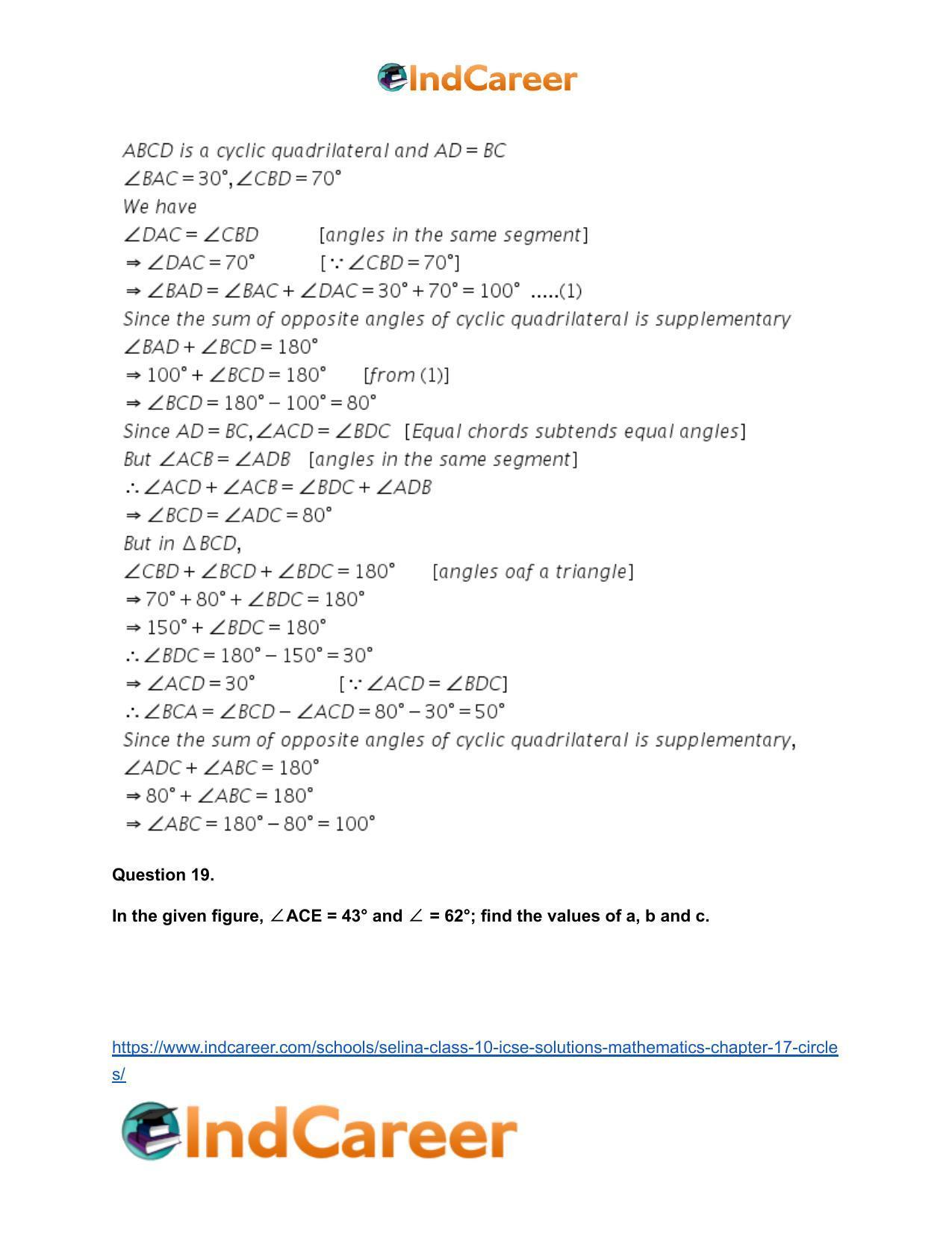 Selina Class 10 ICSE Solutions Mathematics : Chapter 17- Circles - Page 139