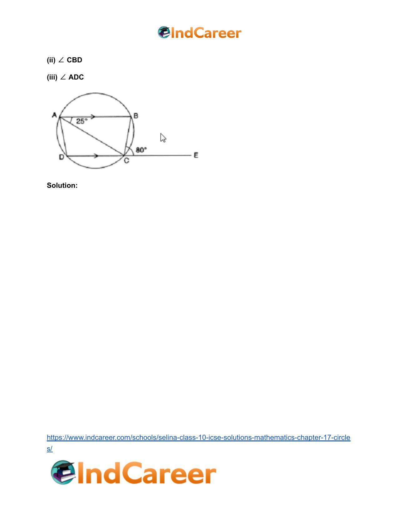 Selina Class 10 ICSE Solutions Mathematics : Chapter 17- Circles - Page 142