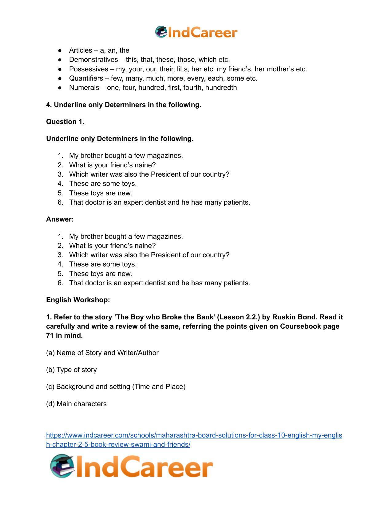 Maharashtra Board Solutions for Class 10- English (My English): Chapter 2.5- Book Review – Swami and Friends - Page 5