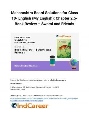 Maharashtra Board Solutions for Class 10- English (My English): Chapter 2.5- Book Review – Swami and Friends