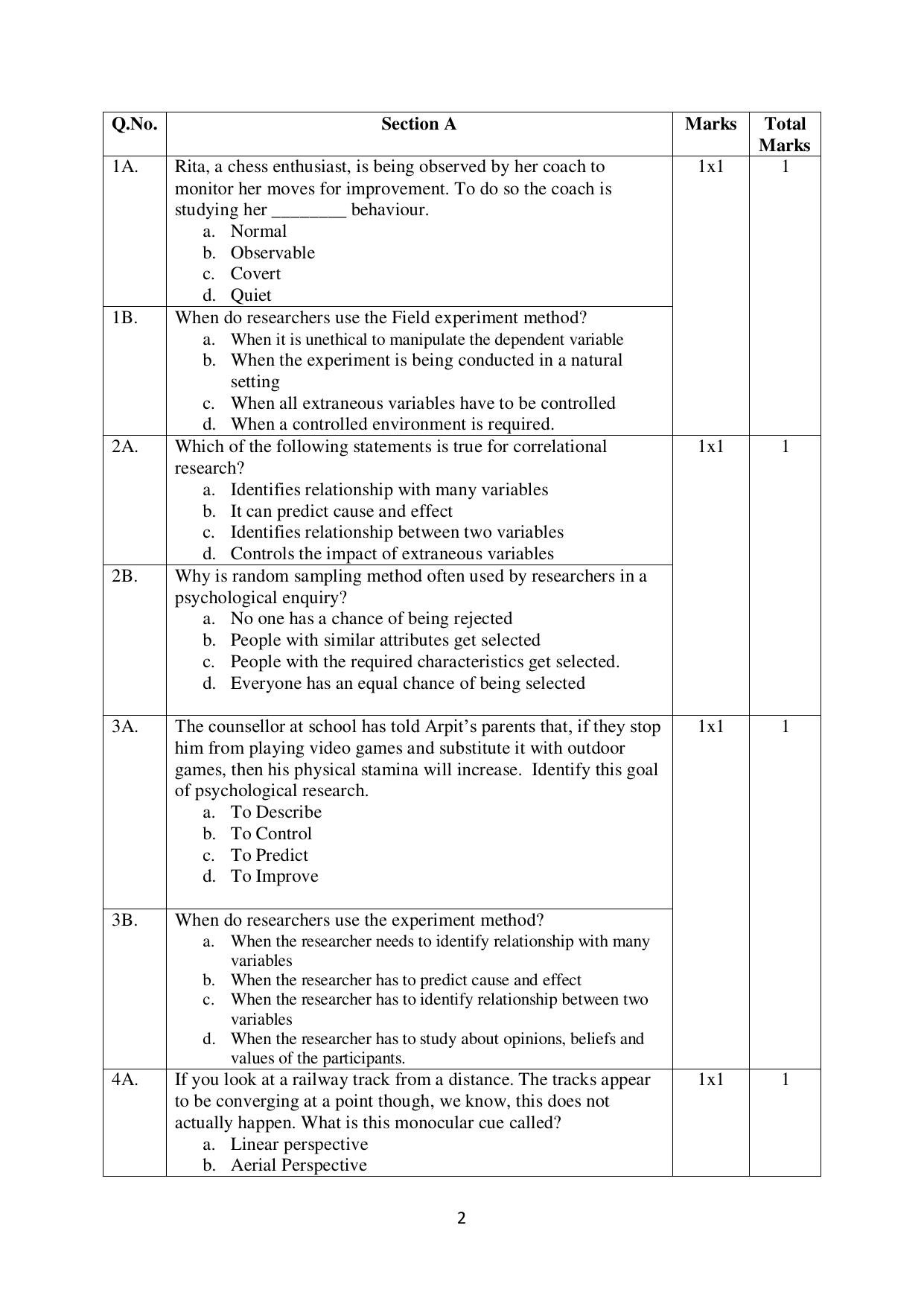 NIOS Class 12 Psychology (New) Sample Paper - Page 2
