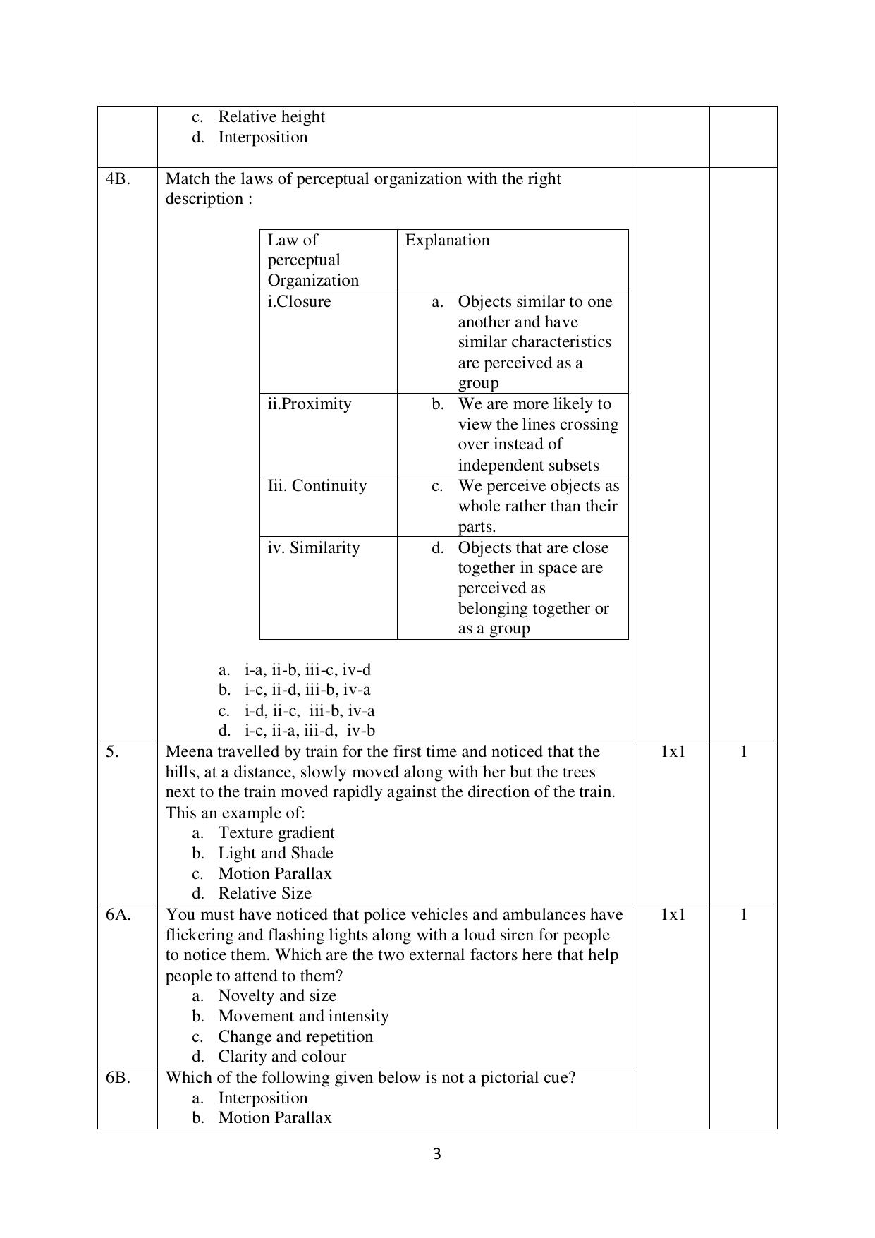NIOS Class 12 Psychology (New) Sample Paper - Page 3