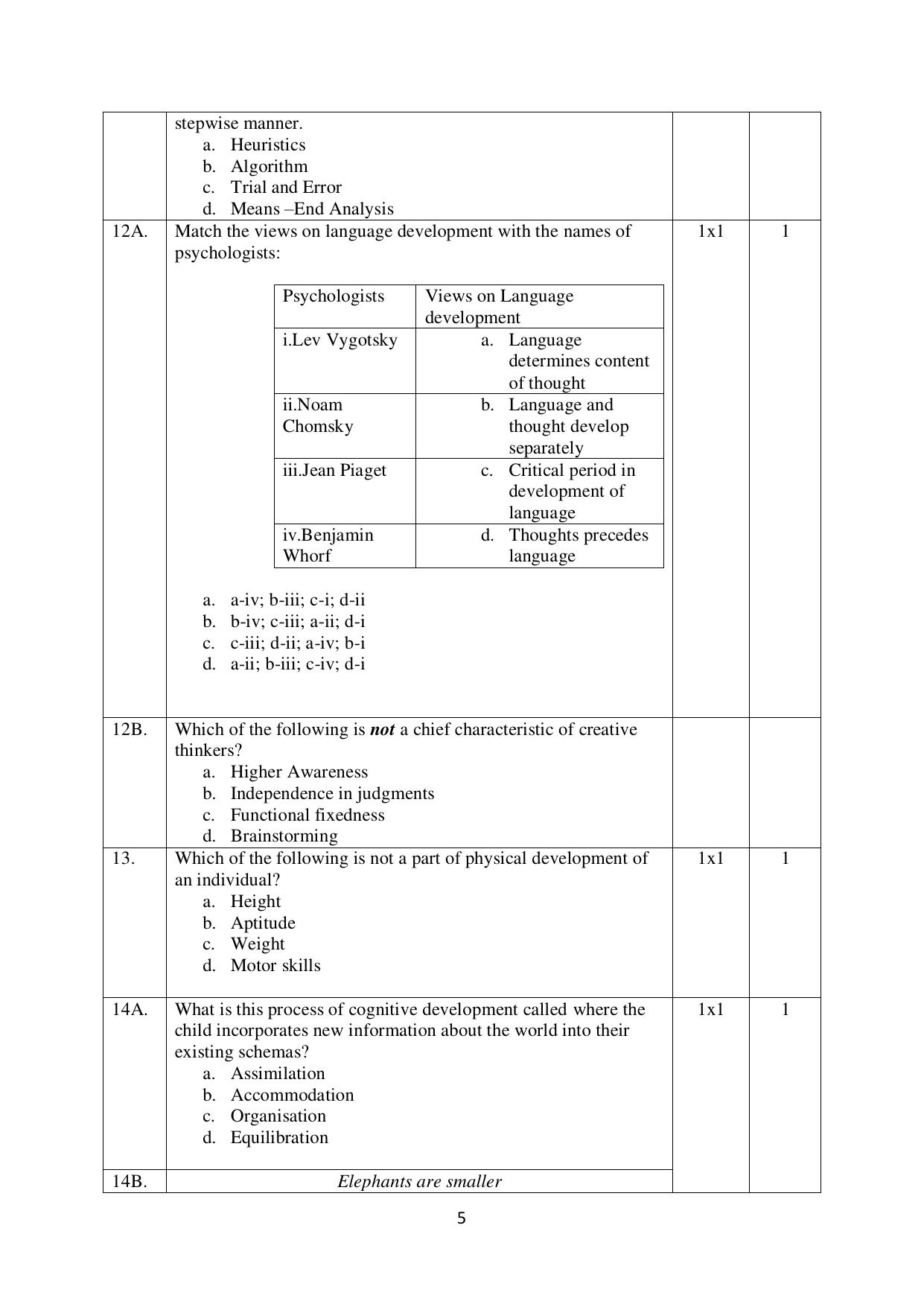 NIOS Class 12 Psychology (New) Sample Paper - Page 5