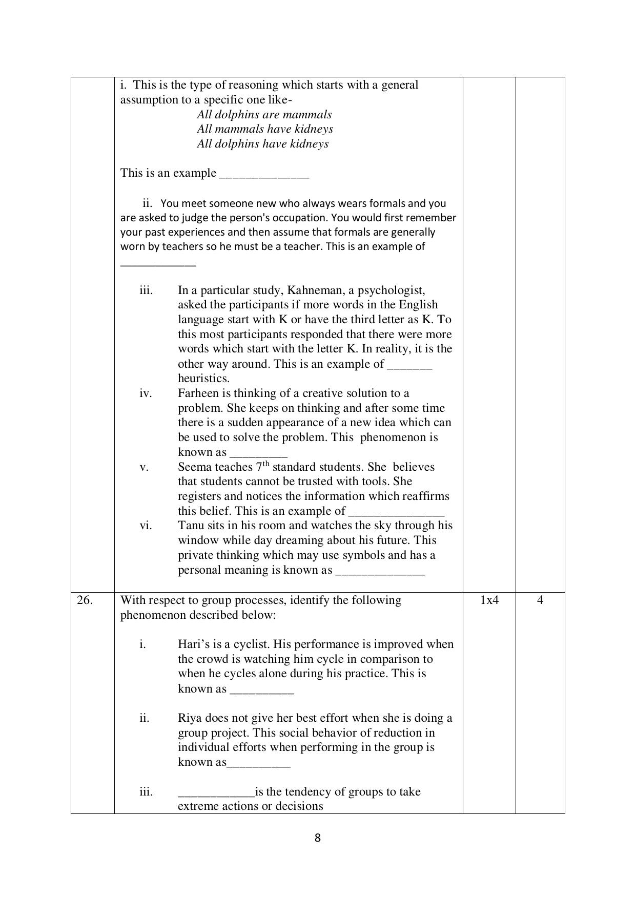 NIOS Class 12 Psychology (New) Sample Paper - Page 8