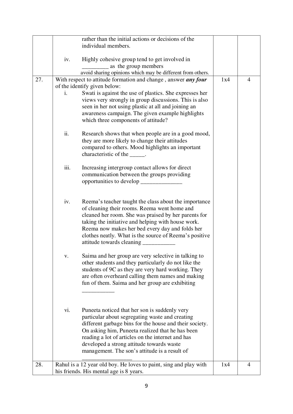 NIOS Class 12 Psychology (New) Sample Paper - Page 9