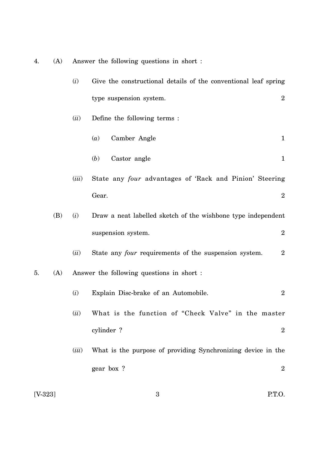 Goa Board Class 12 Auto - Transmission   (June 2019) Question Paper - Page 3