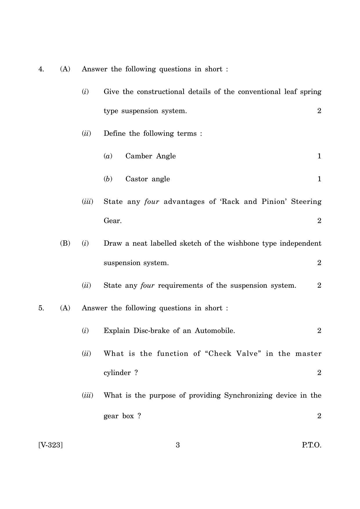 Goa Board Class 12 Auto - Transmission (June 2019) Question Paper - Page 3